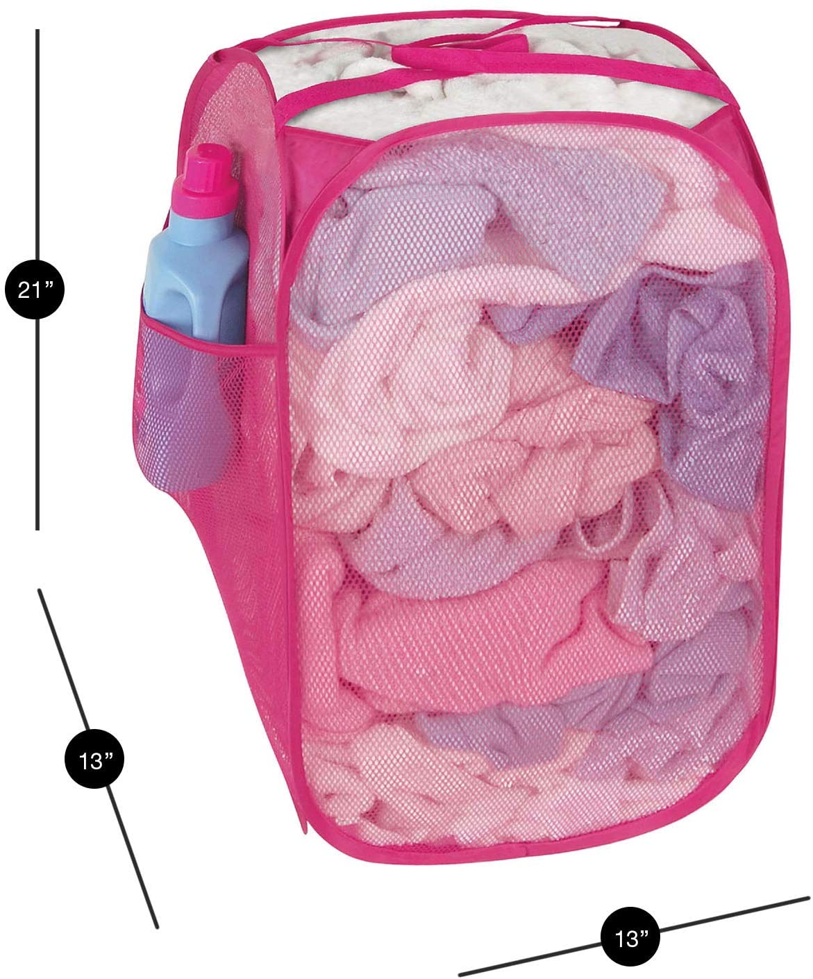 Pop-Up Laundry Hamper with Easy Carry Handles and Side Pocket - Smart Design® 3