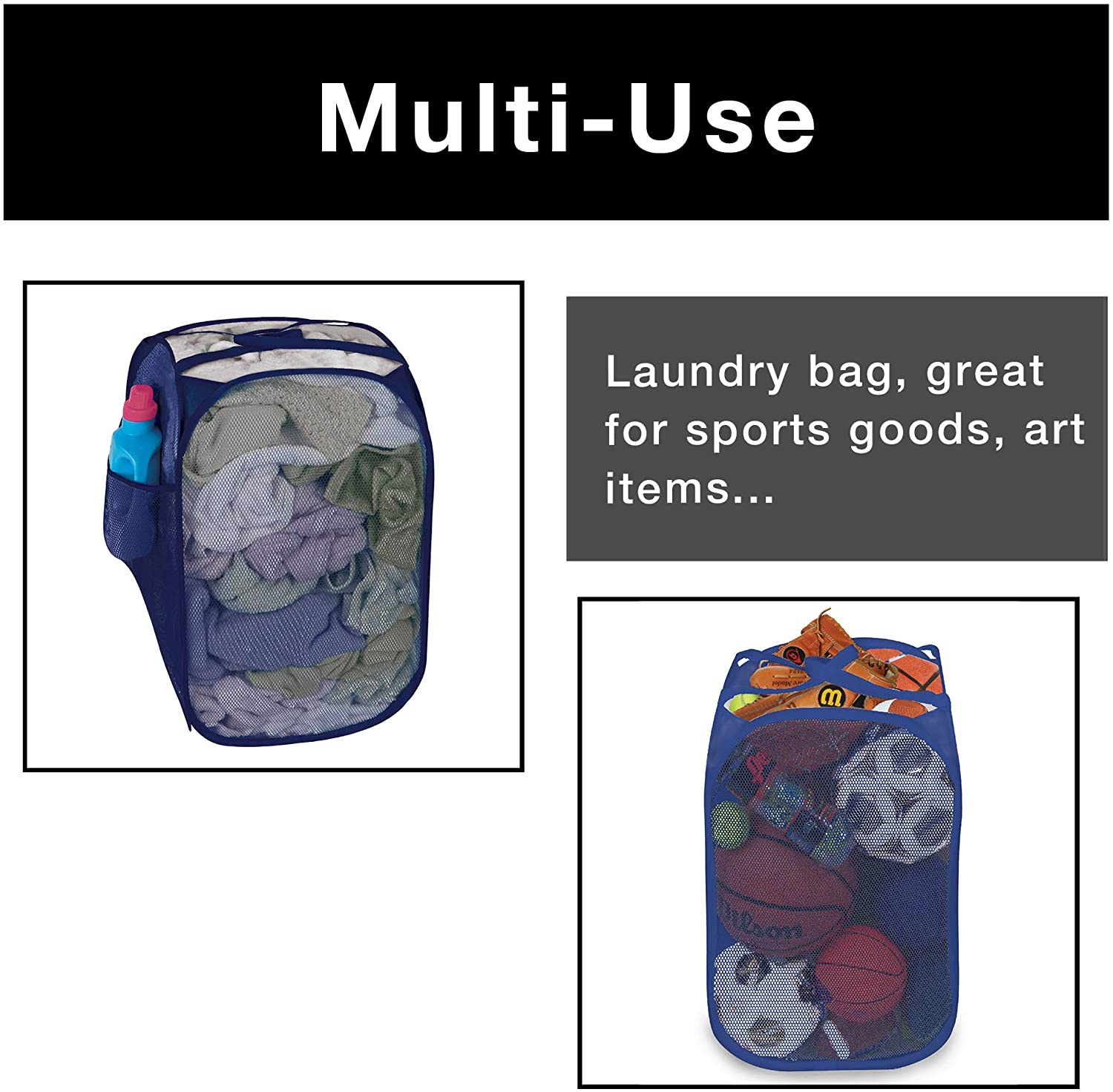 Pop-Up Laundry Hamper with Easy Carry Handles and Side Pocket - Smart Design® 19