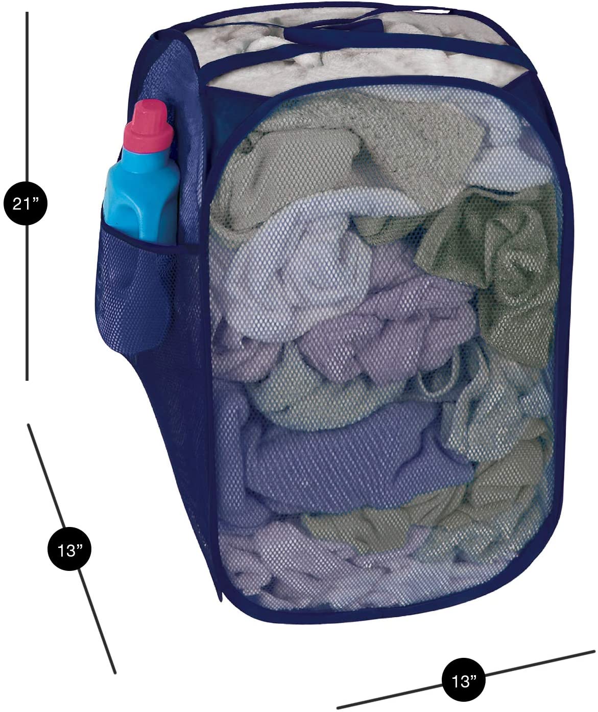 Pop-Up Laundry Hamper with Easy Carry Handles and Side Pocket - Smart Design® 17