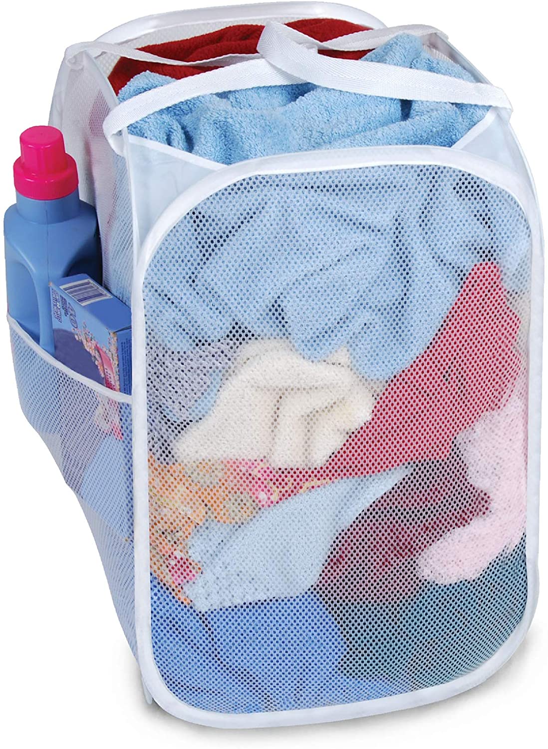 Pop-Up Laundry Hamper with Easy Carry Handles and Side Pocket - Smart Design® 8