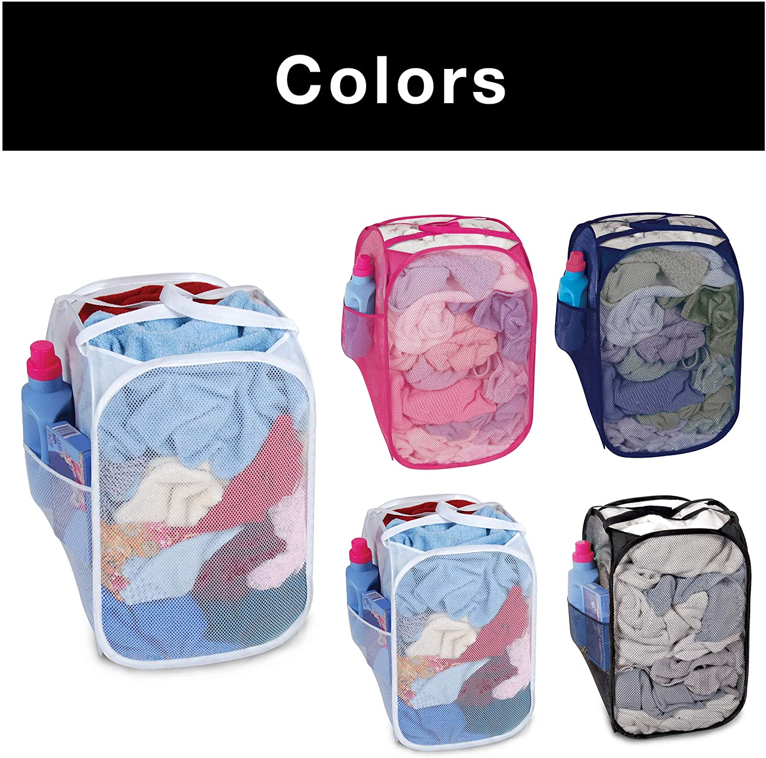 Pop-Up Laundry Hamper with Easy Carry Handles and Side Pocket - Smart Design® 13