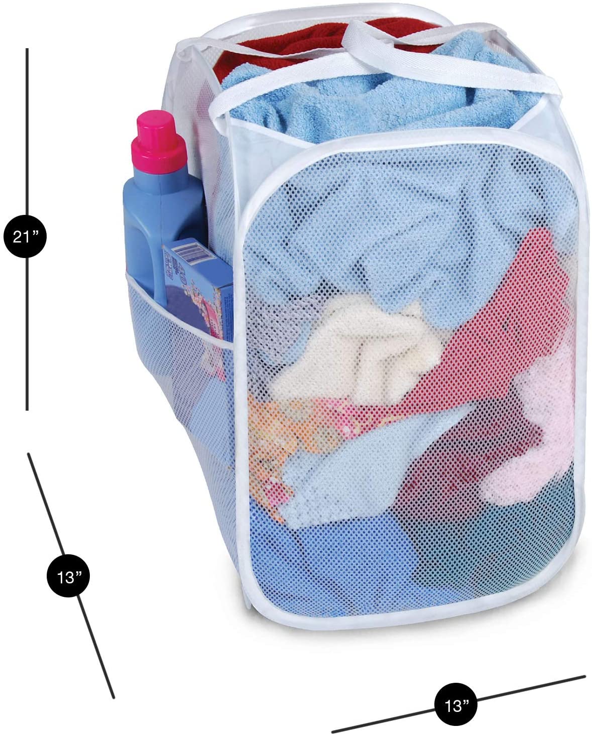 Pop-Up Laundry Hamper with Easy Carry Handles and Side Pocket - Smart Design® 10