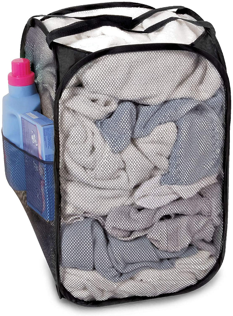 Pop-Up Laundry Hamper with Easy Carry Handles and Side Pocket - Smart Design® 22