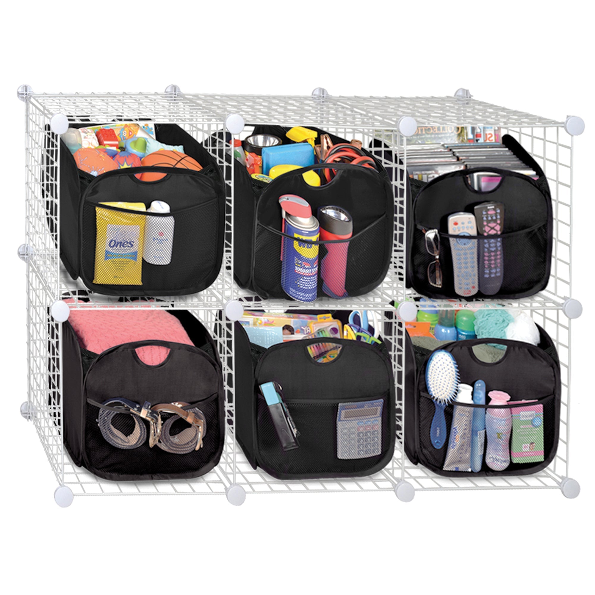 Pop-Up Organizer Cube - Set of 4 - Folds Flat 10.5 x 11 Inch - Black - Smart Design® 3