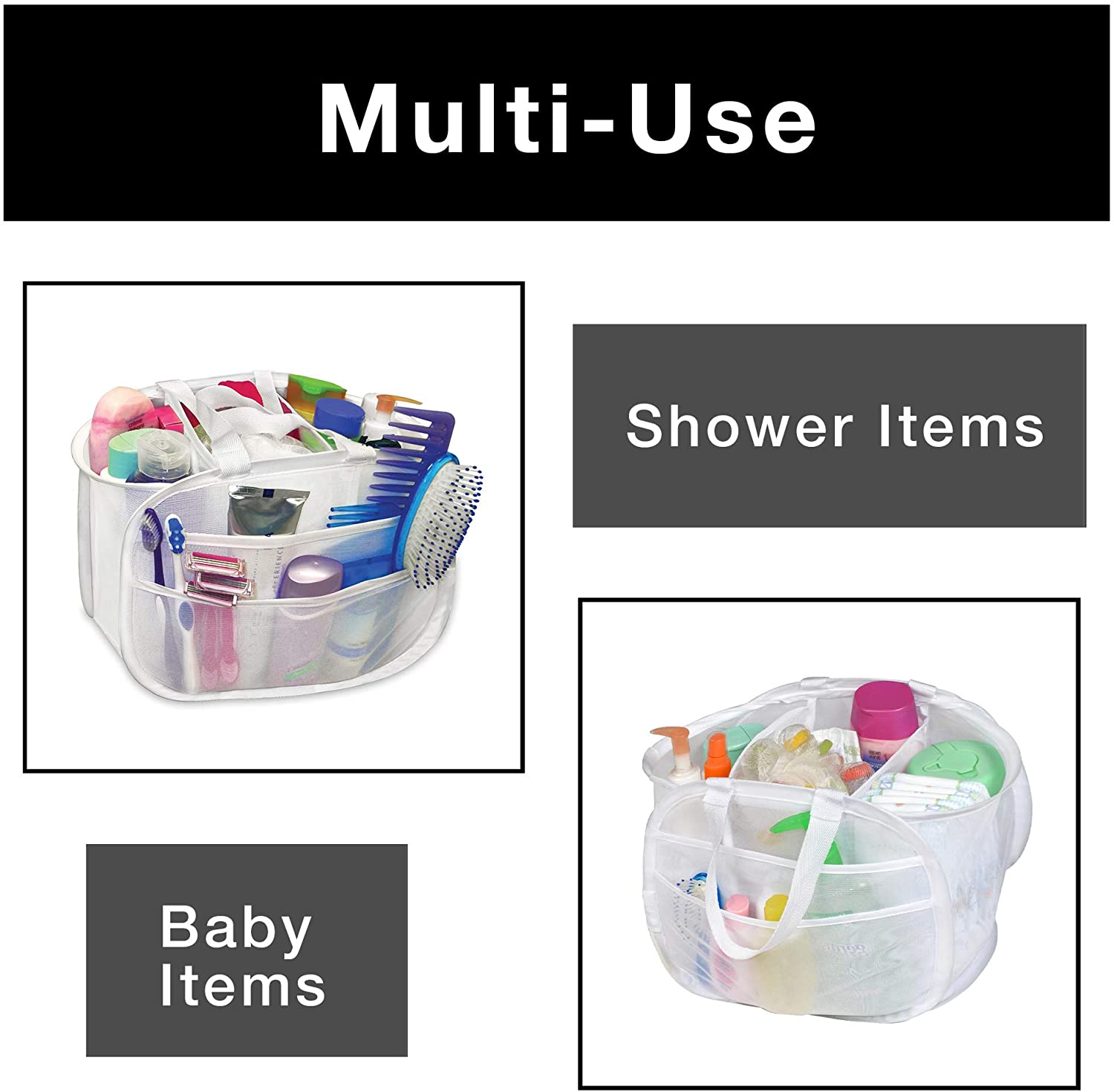 Pop-Up Shower Caddy with 7-Compartments and Strap Handles - Smart Design® 5