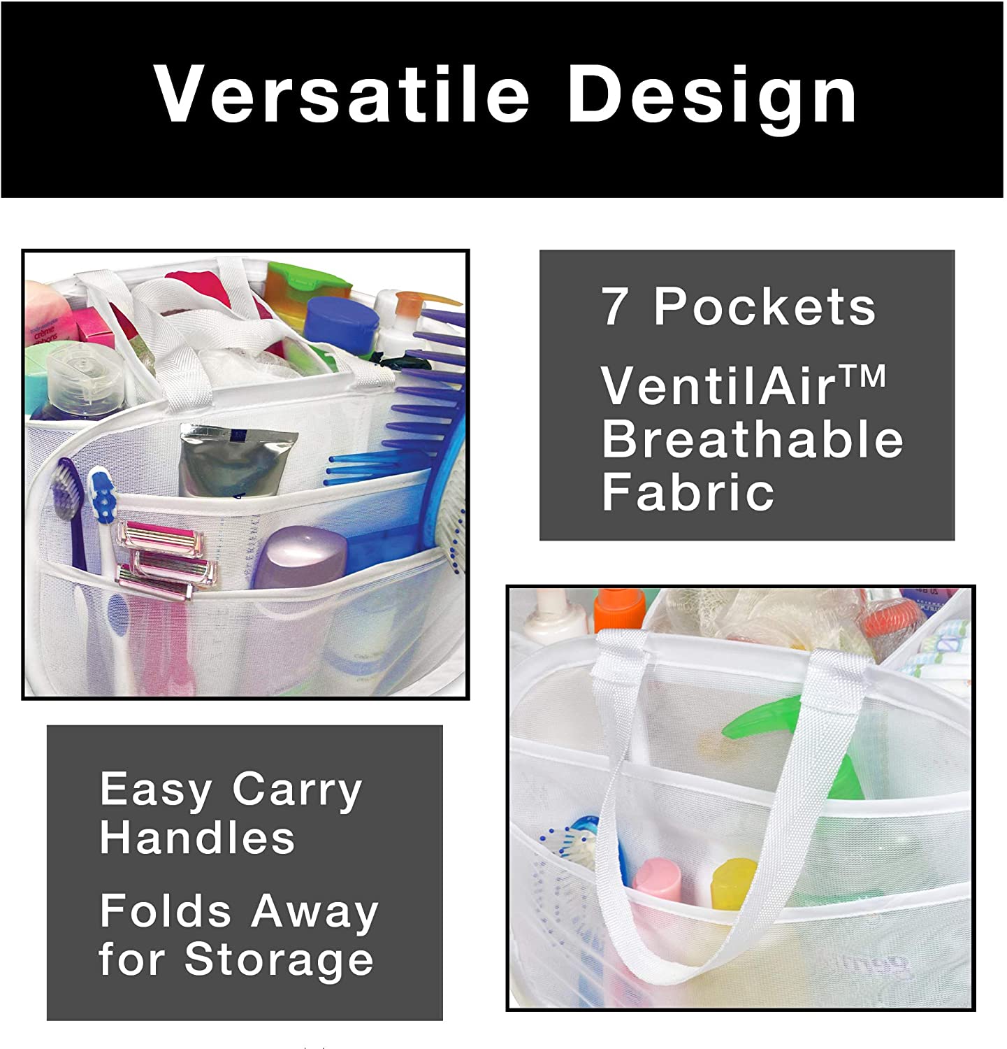 Pop-Up Shower Caddy with 7-Compartments and Strap Handles - Smart Design® 4