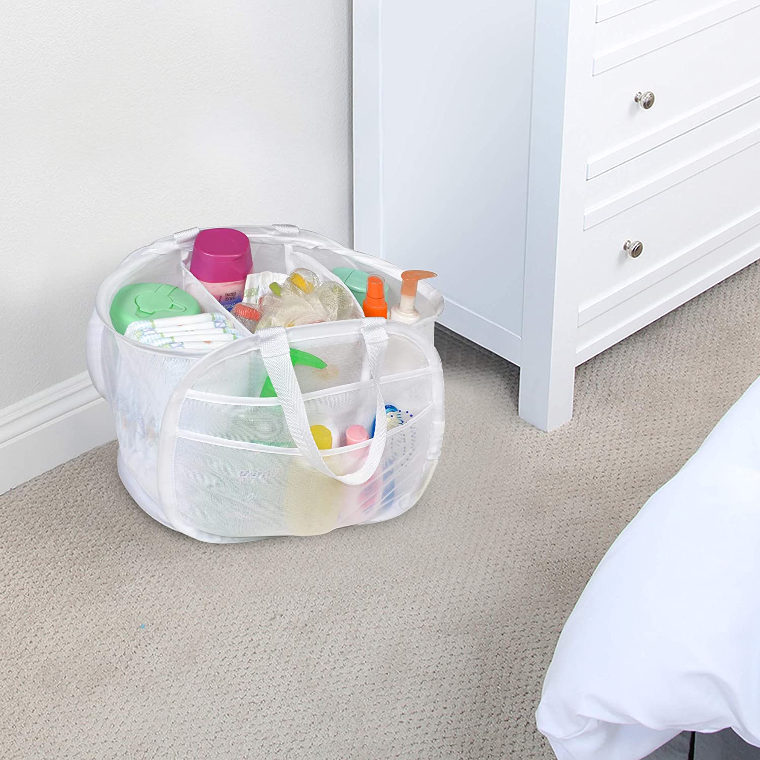 Pop-Up Shower Caddy with 7-Compartments and Strap Handles - Smart Design® 2
