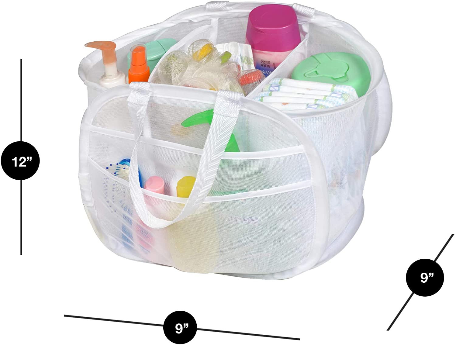Pop-Up Shower Caddy with 7-Compartments and Strap Handles - Smart Design® 3