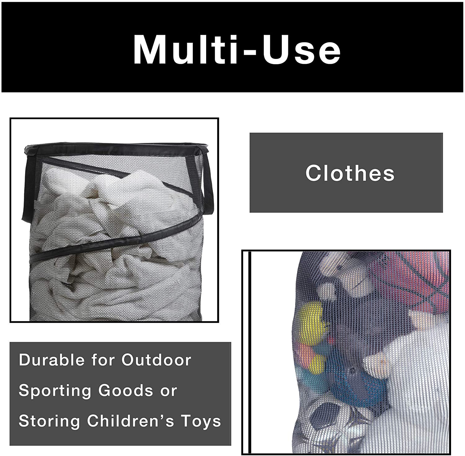 Smart Design Pop-Up Spiral Laundry Hamper Bag Mesh - Collapsible Design -  Dorm Room Essential - Kids Clothes Basket Organizer - Home Organization