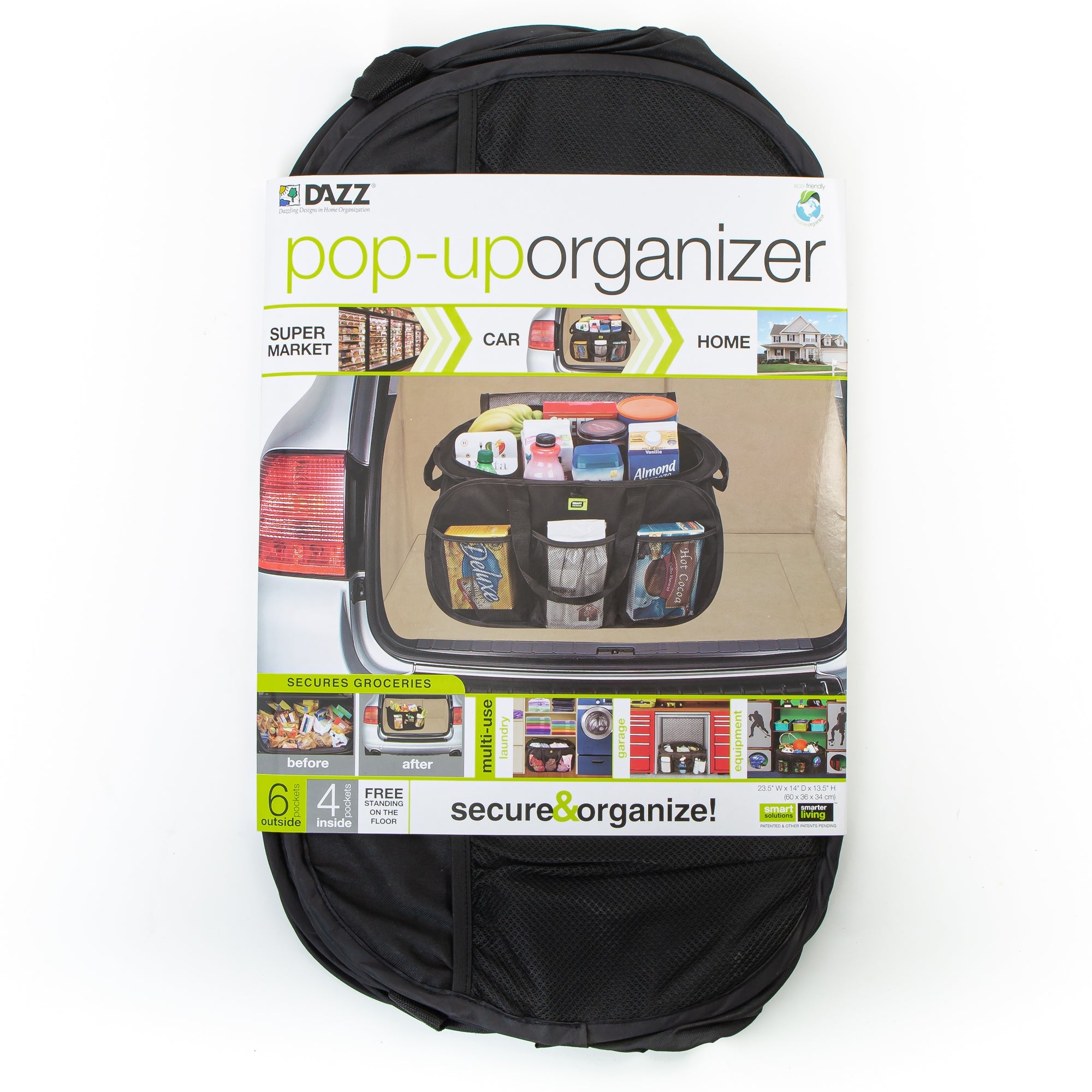 Pop Up Trunk Organizer with Easy Carry Handles, Side Pockets, and Zipper Top - Smart Design® 14
