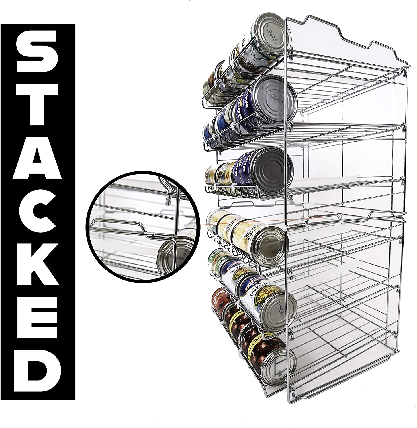 Smart Design 36 Can Organizer - Adjustable 3-Tier Rack - Pantry