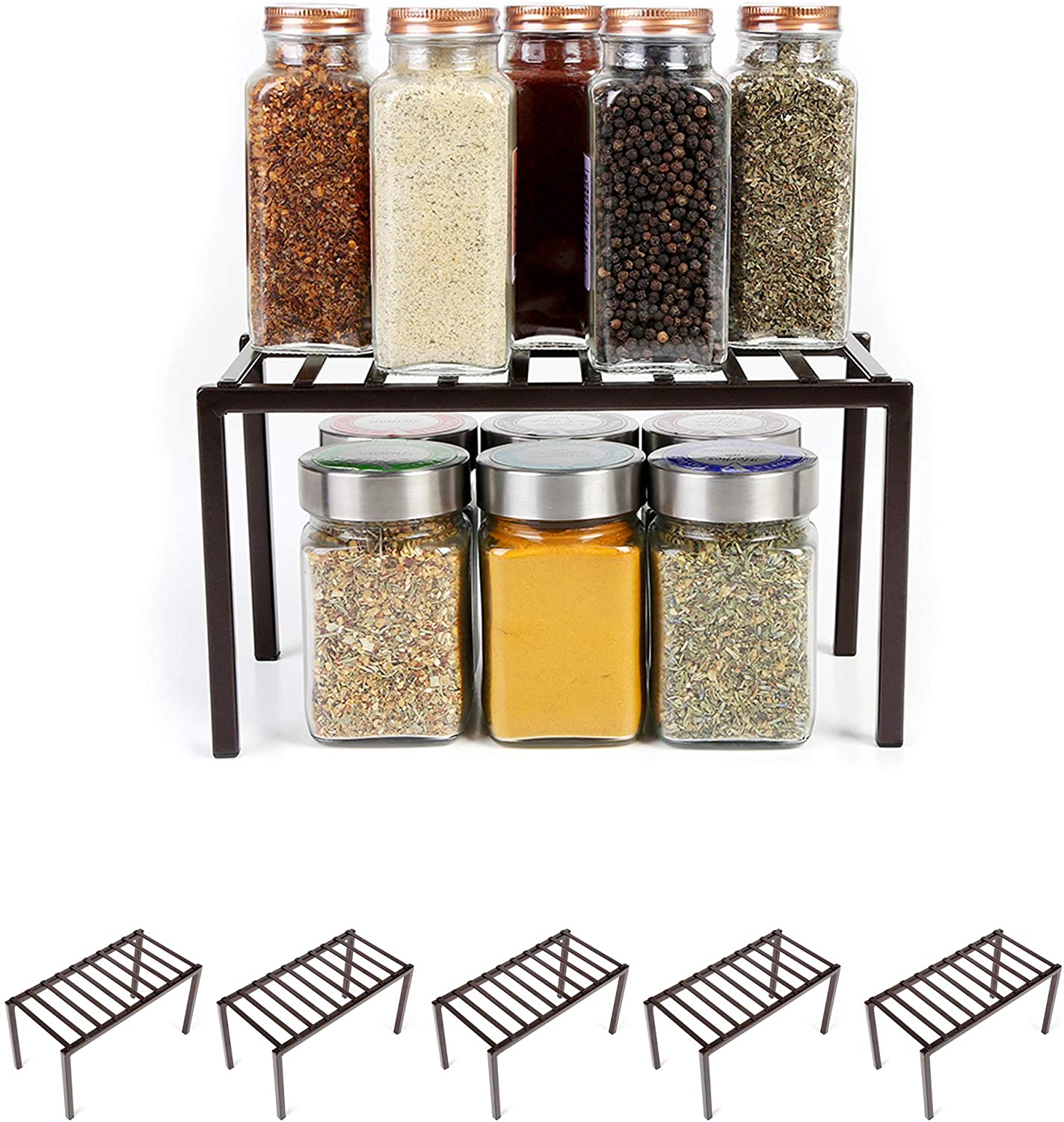 Premium Small Cabinet Storage Shelf Rack | Smart Design Kitchen Bronze / 6