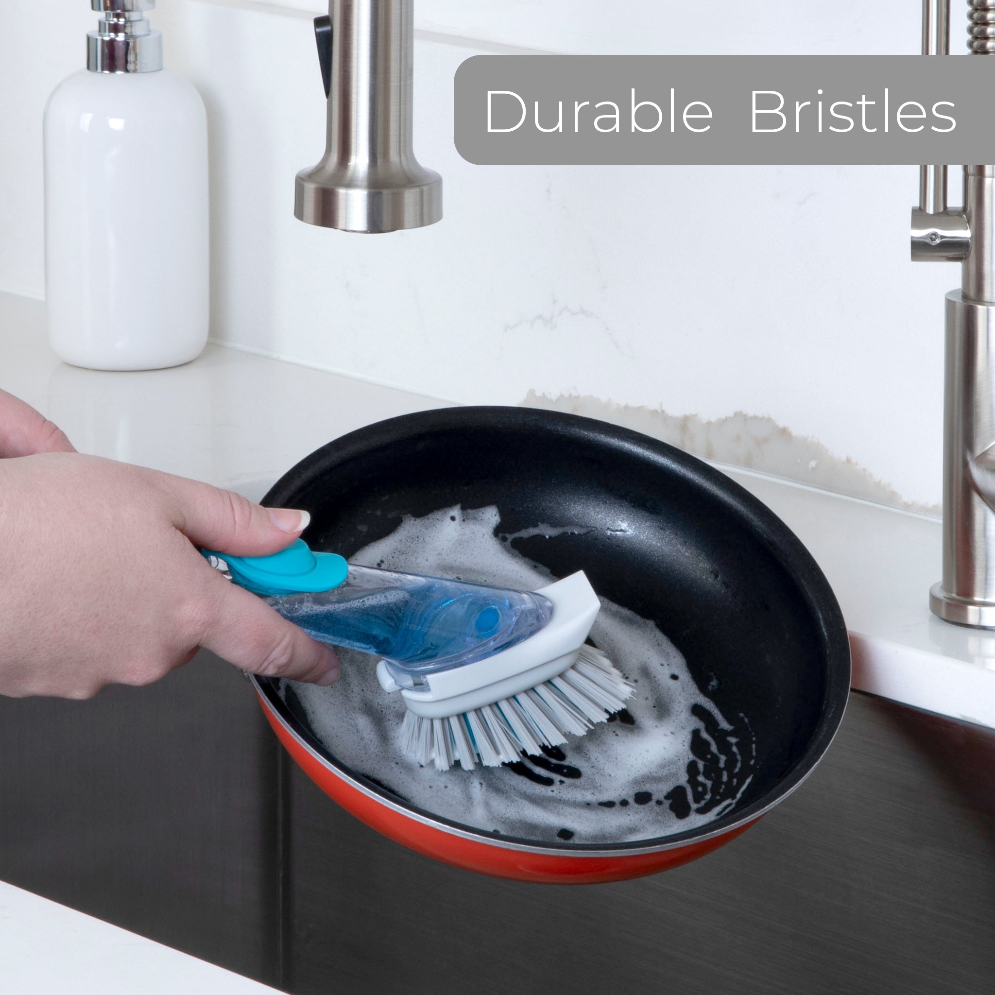 Replacement Brush Head with Built-In Scraper for Soap Dispensing Dish Wand - Smart Design® 3