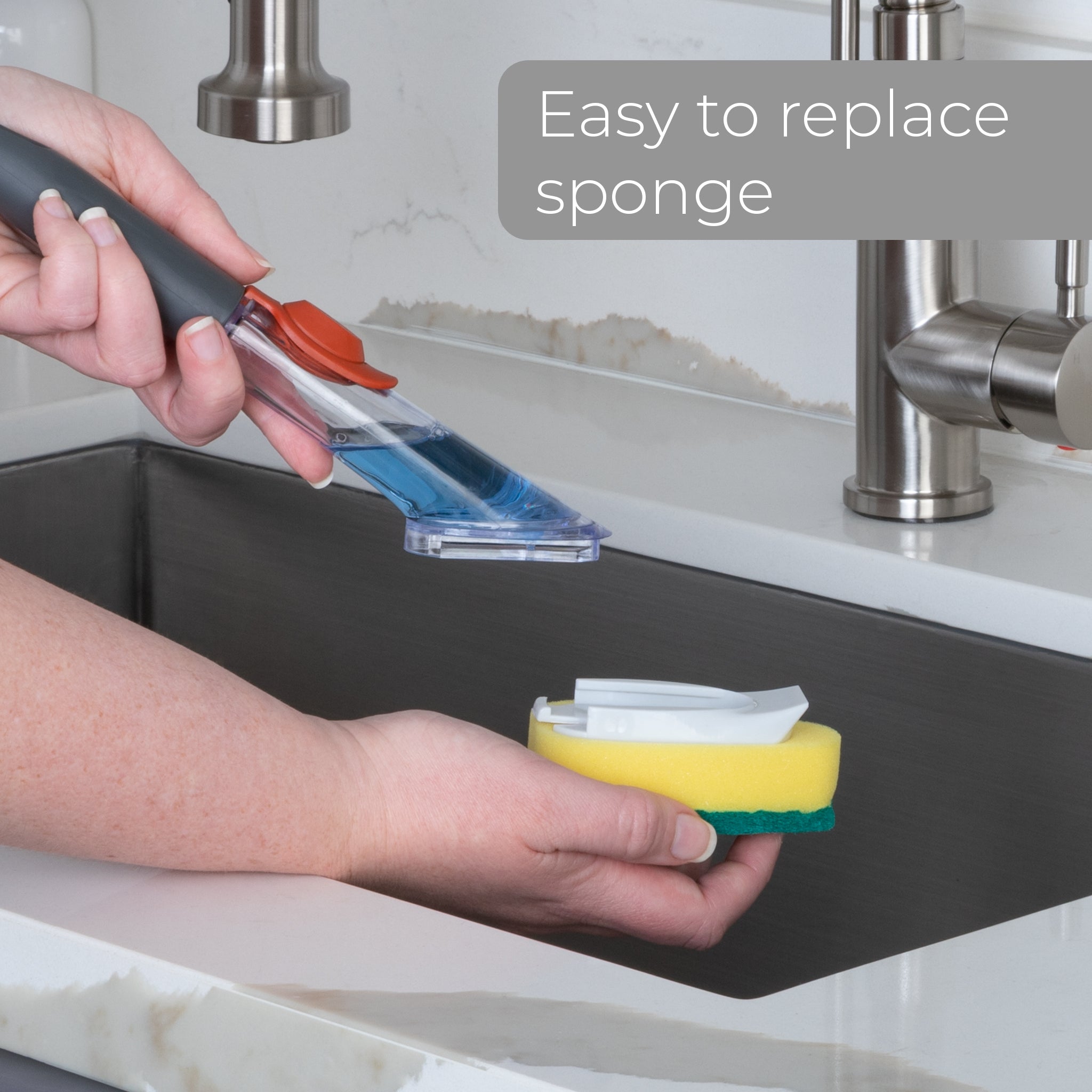 Dish Sponge with Handle & 2 Pack Dishwashing Sponge Refills Non Scratch,  Dish Wand,Sponge Handle,sponges Kitchen, Sponge Wand,Dish Cleaning Scrubber