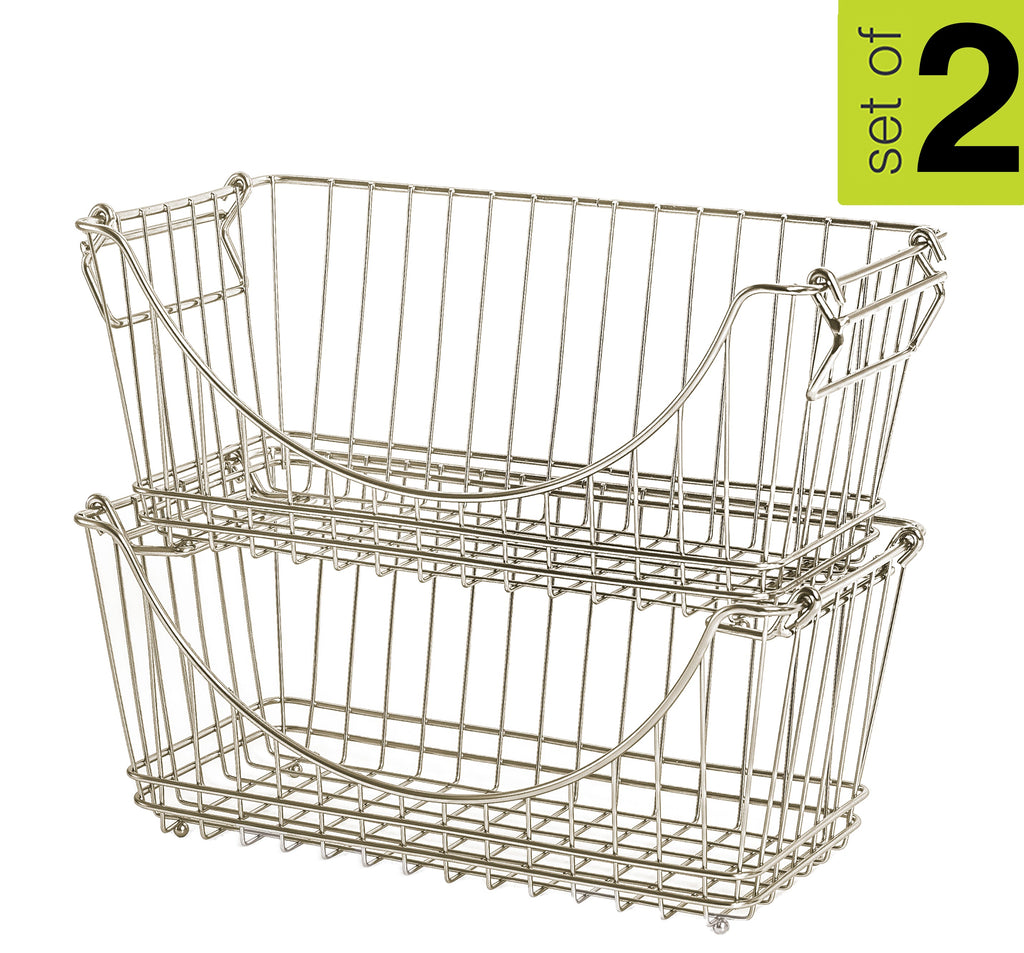 Set of 2 Stacking Baskets MD Satin Nickel Atl SKU - Smart Design® 1