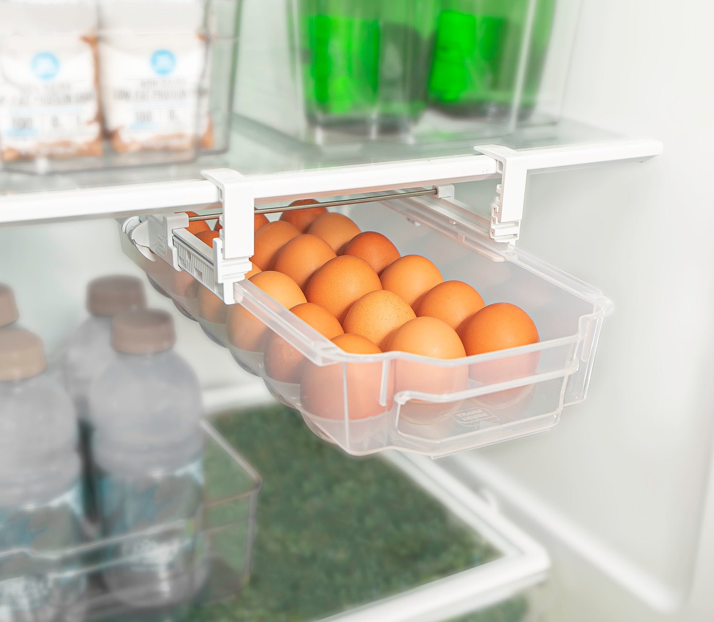 Sliding Egg Drawer with Extendable Rails - Holds 18 Eggs - Smart Design® 2