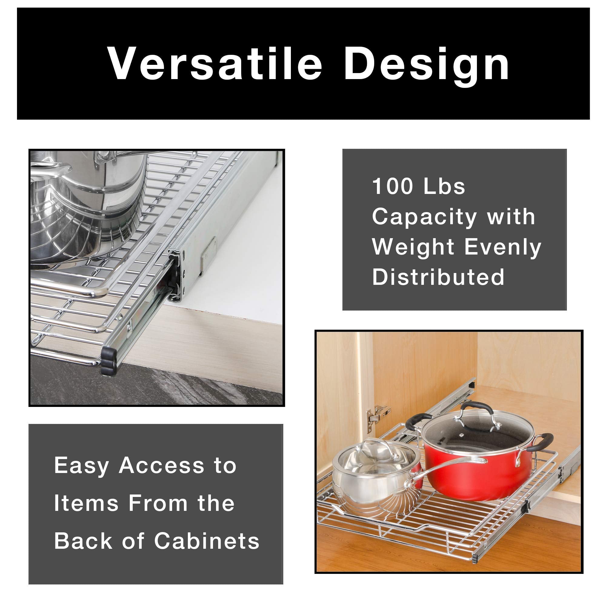 Sliding Pull Out Metal Cabinet Shelf - Multiple Sizes - Smart Design® 11