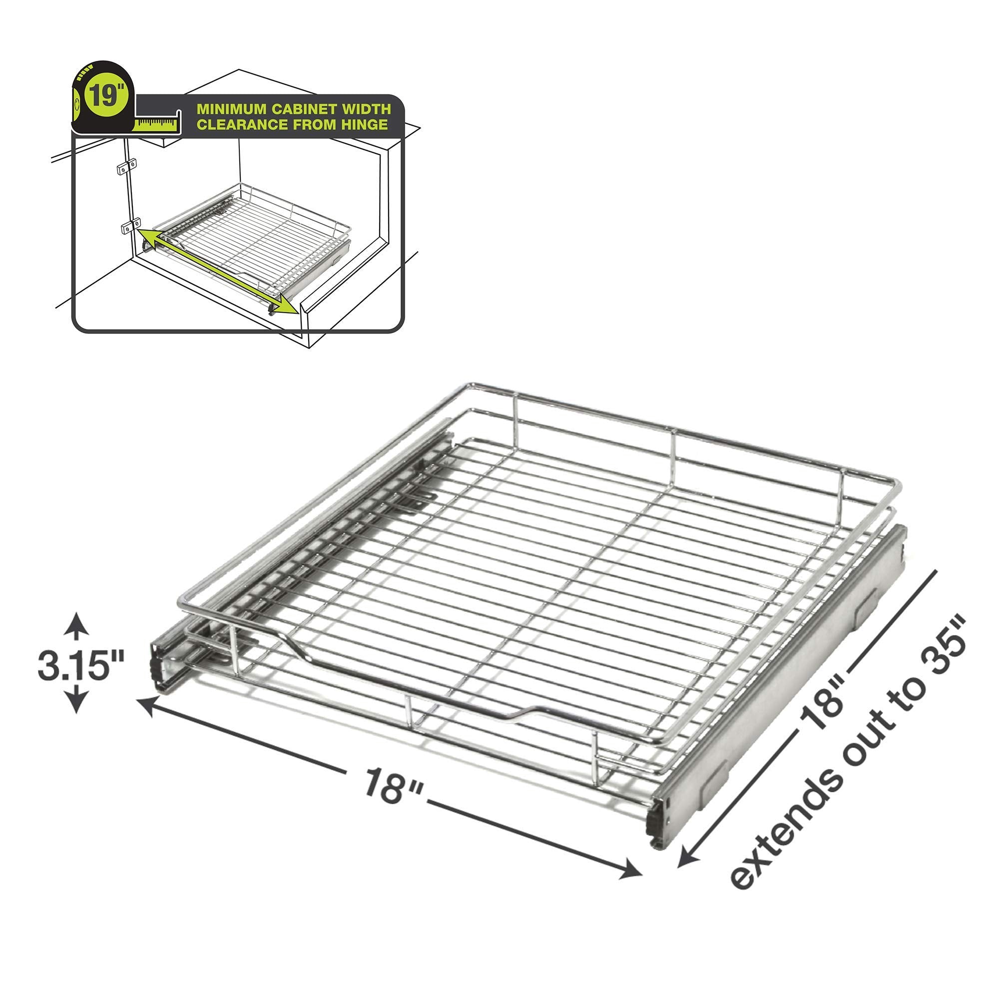 Sliding Pull Out Metal Cabinet Shelf - Multiple Sizes - Smart Design® 10