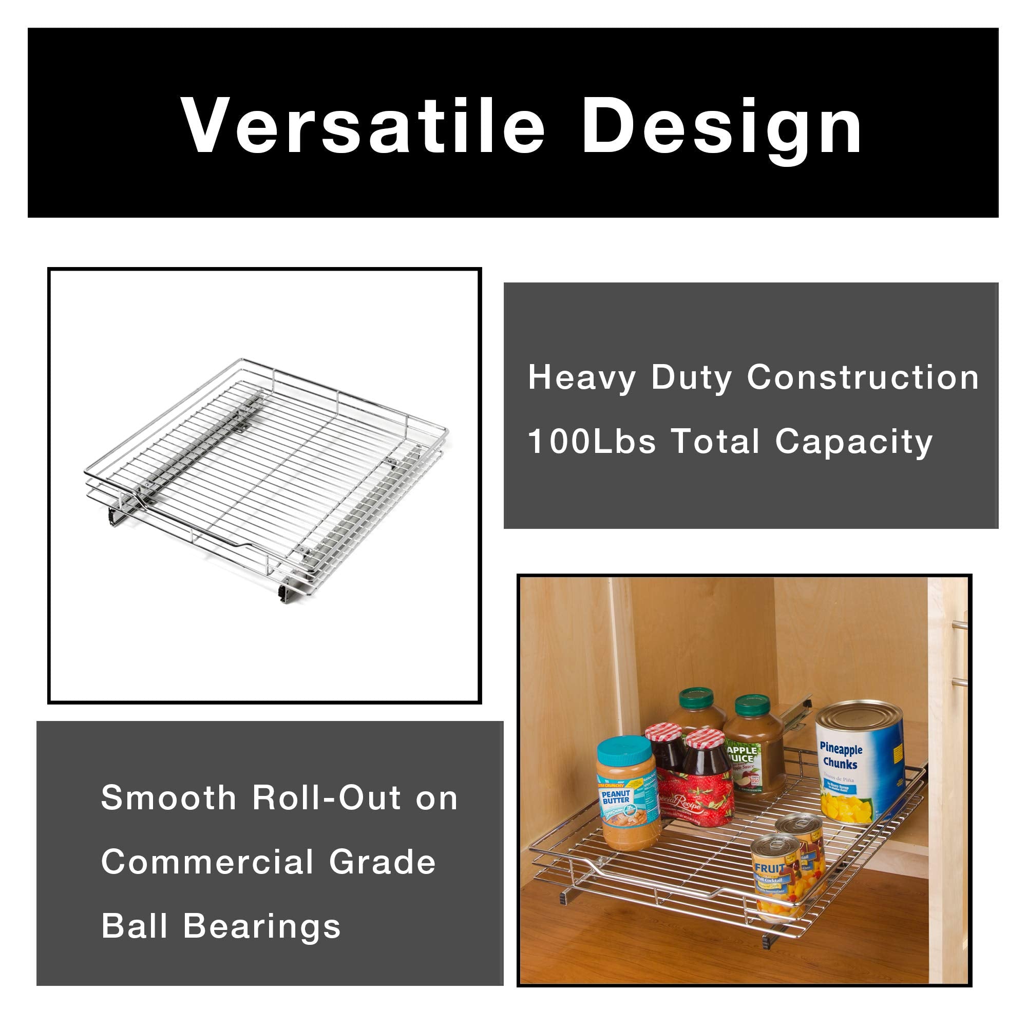 Sliding Pull Out Metal Cabinet Shelf - Multiple Sizes - Smart Design® 25