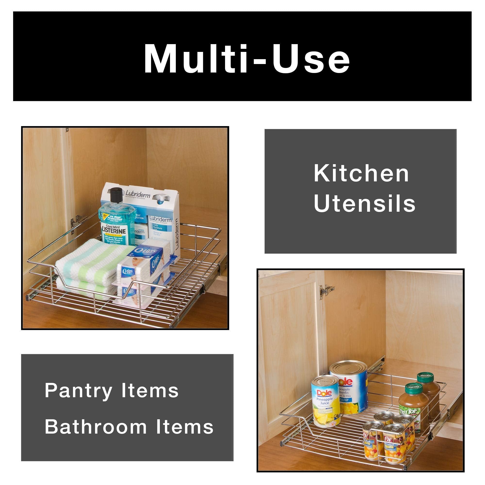 Under Sink Organizers and Storage, Metal Pull Out Cabinet