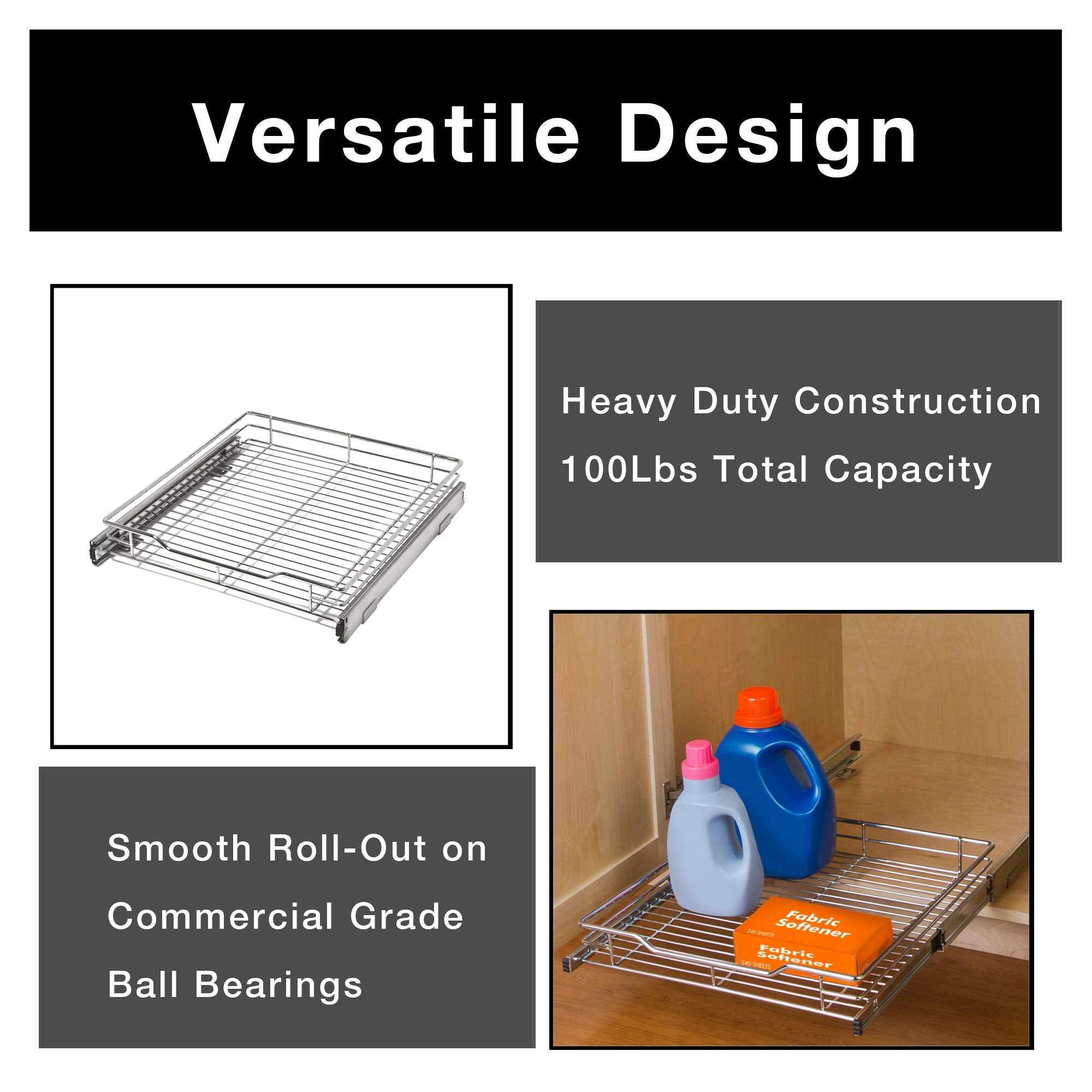 Sliding Pull Out Metal Cabinet Shelf - Multiple Sizes - Smart Design® 39