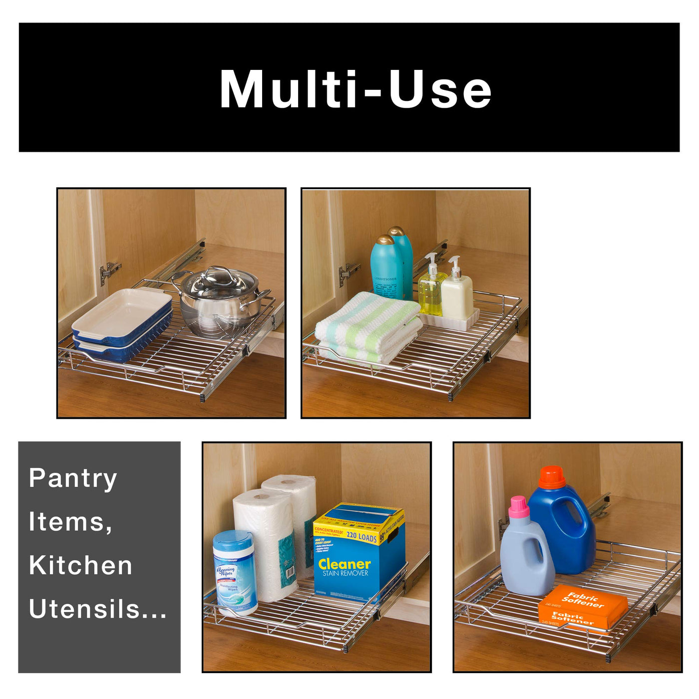 Sliding Pull Out Metal Cabinet Shelf - Multiple Sizes - Smart Design® 40