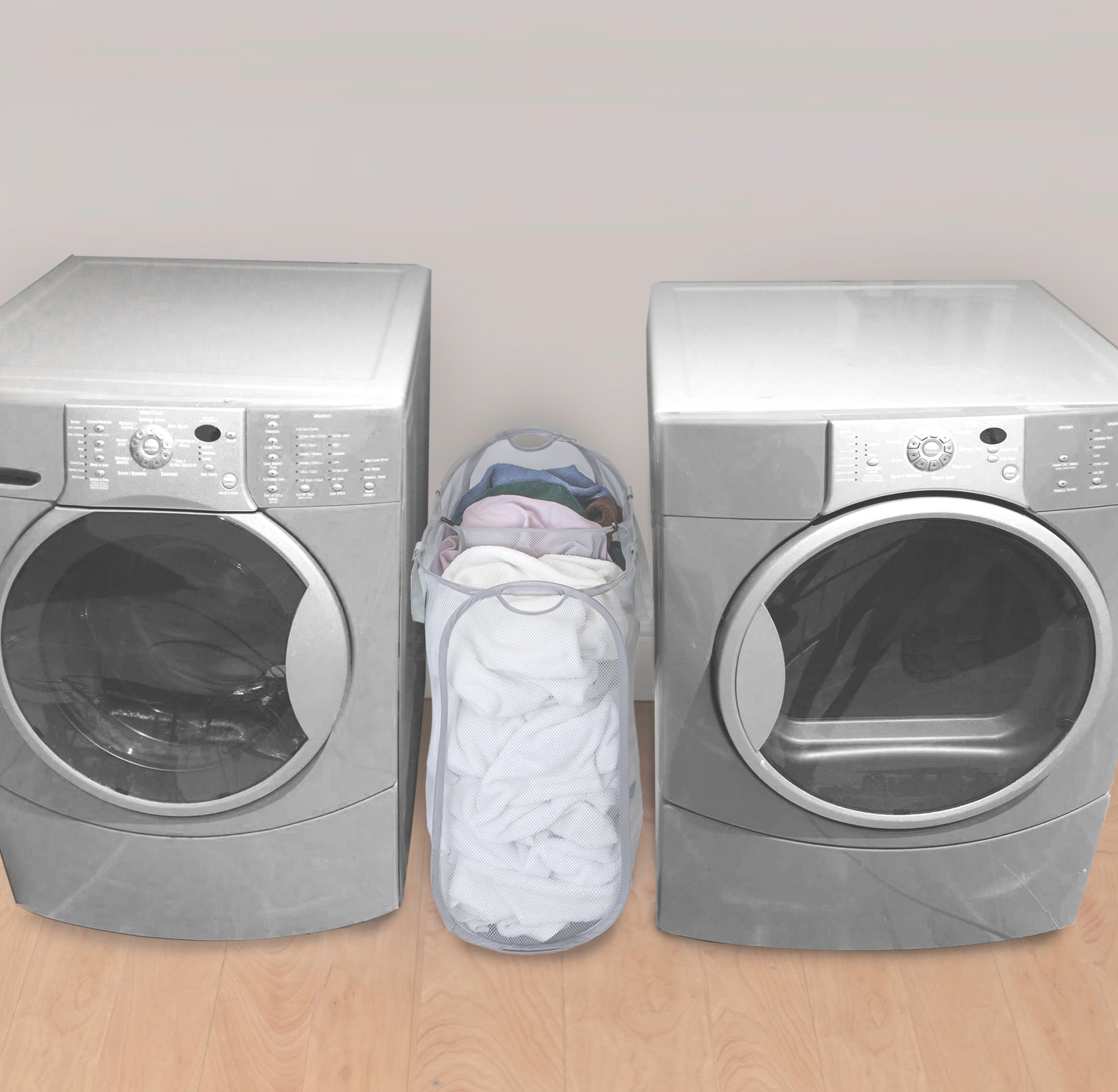 Slim Pop-Up Laundry Hamper with Center Divider & Portable Handles - Smart Design® 5