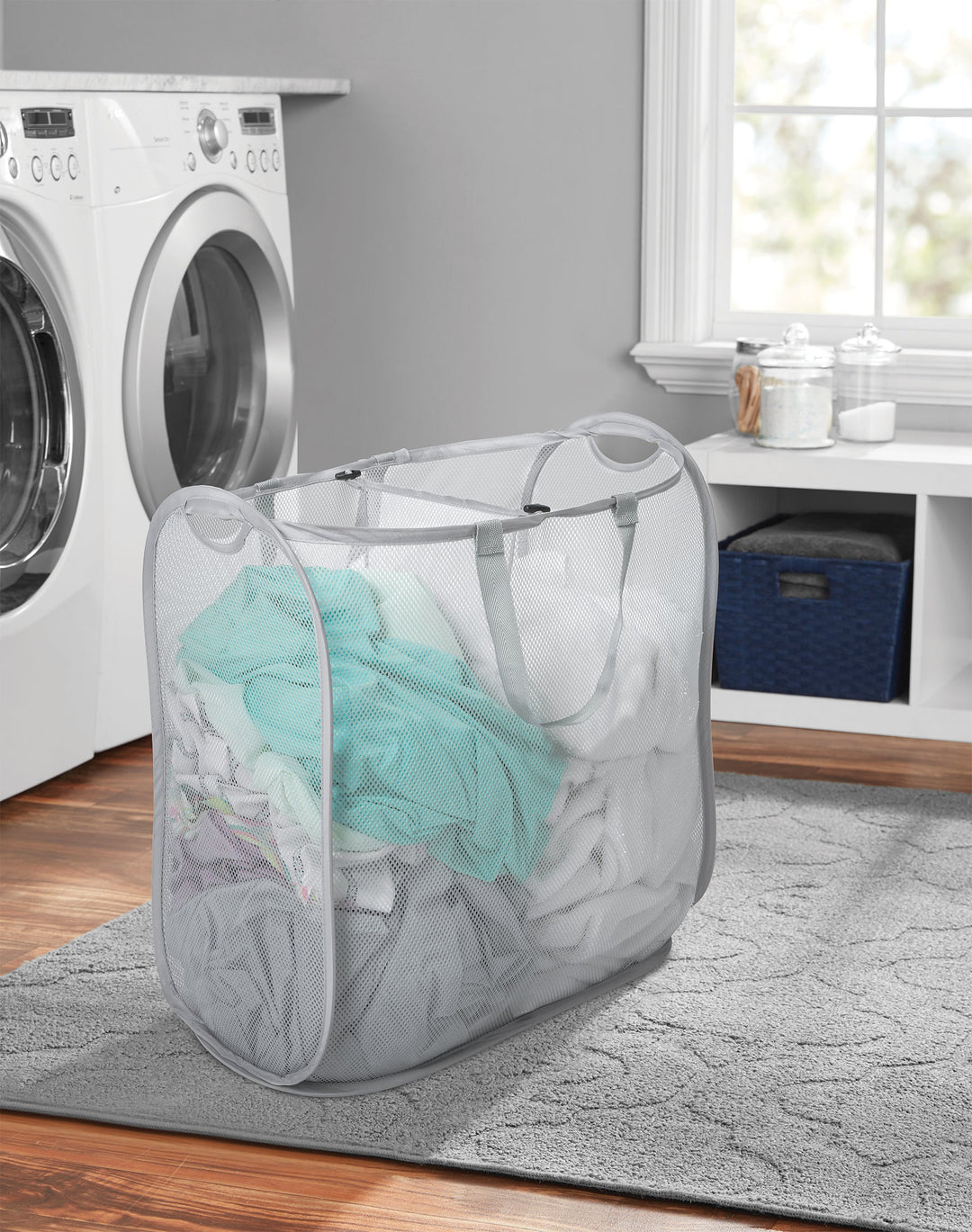 Foldable Mesh Storage Bin PowerTRC Mesh Pop Up Laundry Baskets ...