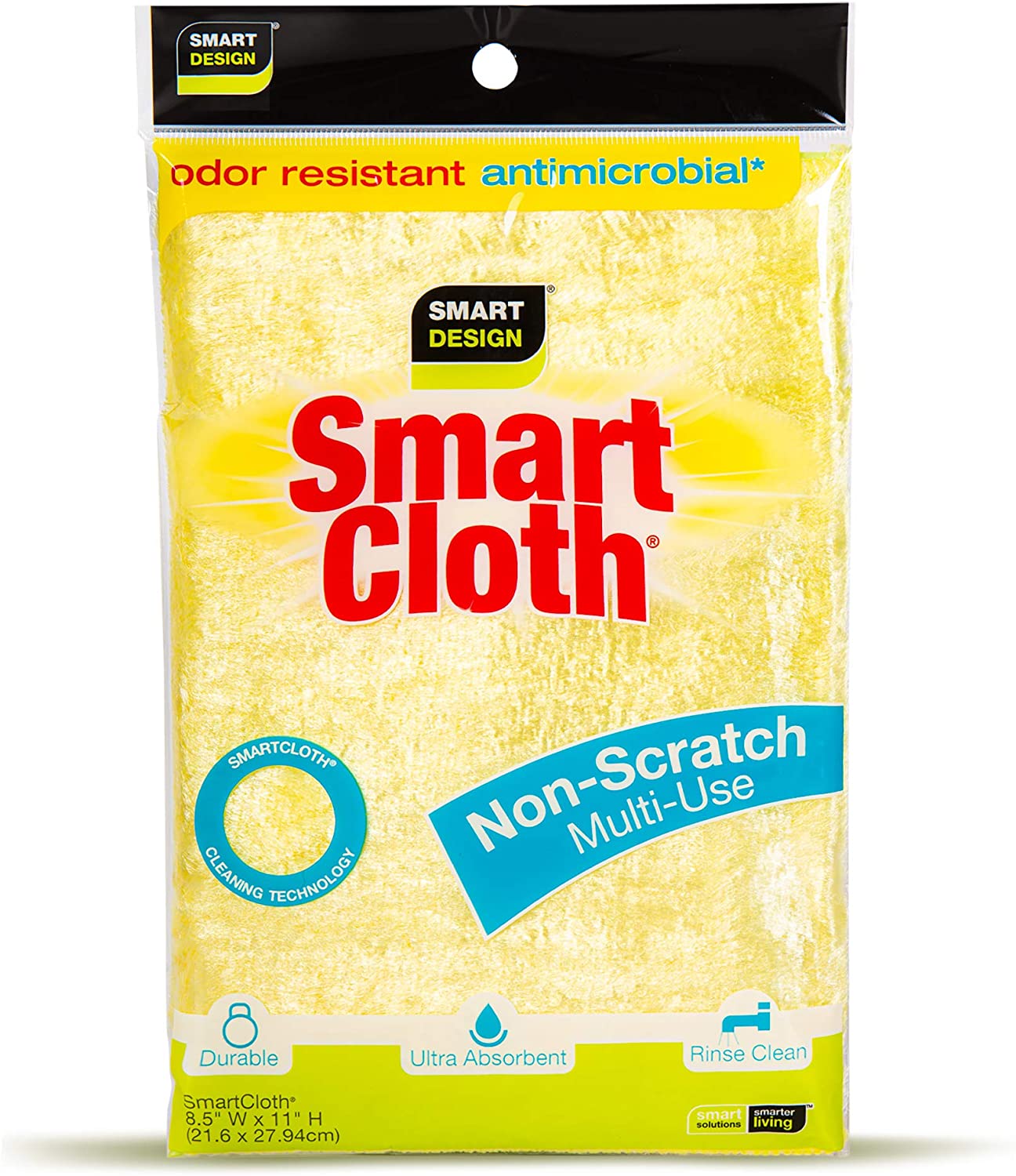 Smart Design Cleaning Cloth - Set of 8 - Non-Scratch and Ultra Absorbent Plush - Machine Washable - Cleaning, Dishes, Stains, Facial - Kitchen - 12