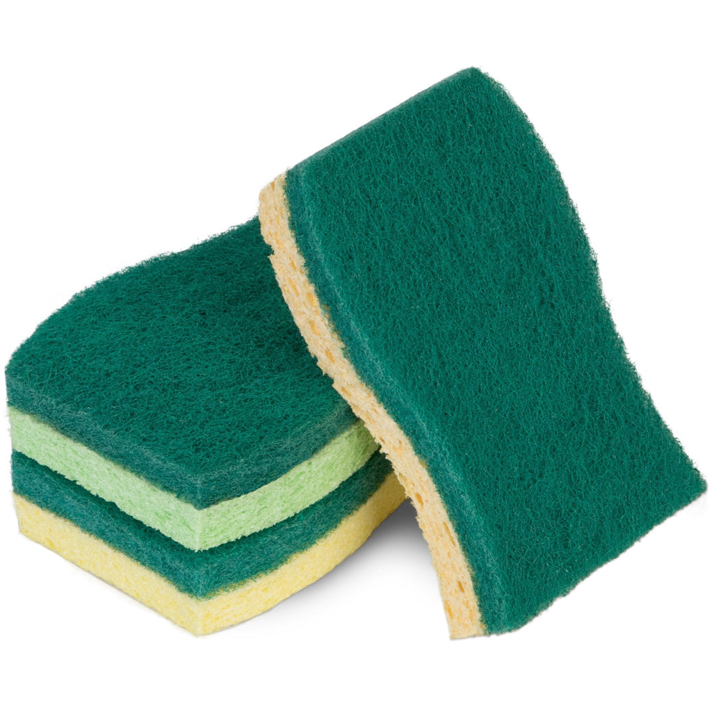 Smart Design Heavy Duty Cellulose Smart Scrub Sponge - Set of 3 - Ultra Absorbent - Ergonomic Shape - Cleaning, Dishes, & Hard Stains - Green