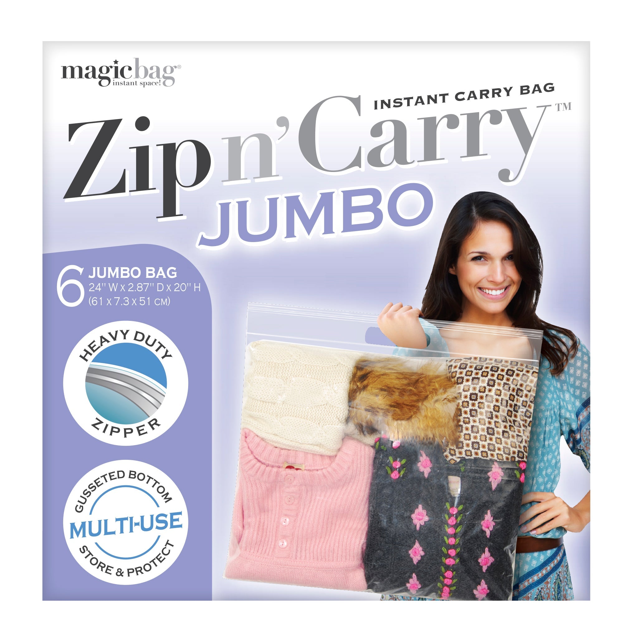 Smart Design MagicBag Zip N' Carry Bags w/ Handle - Jumbo - 6 Pack - Smart Design® 4