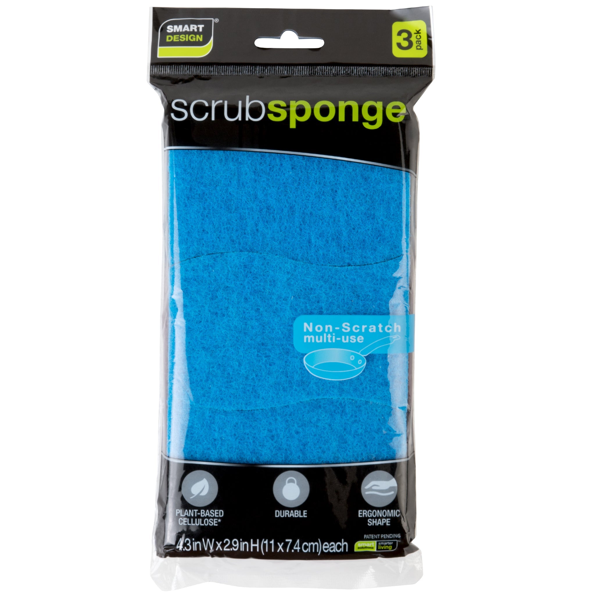 Non-Scratch Cellulose Smart Scrub Sponge Ultra Absorbent Ergonomic Shape Cleaning, Dishes, & Hard Stains - Smart Design 4