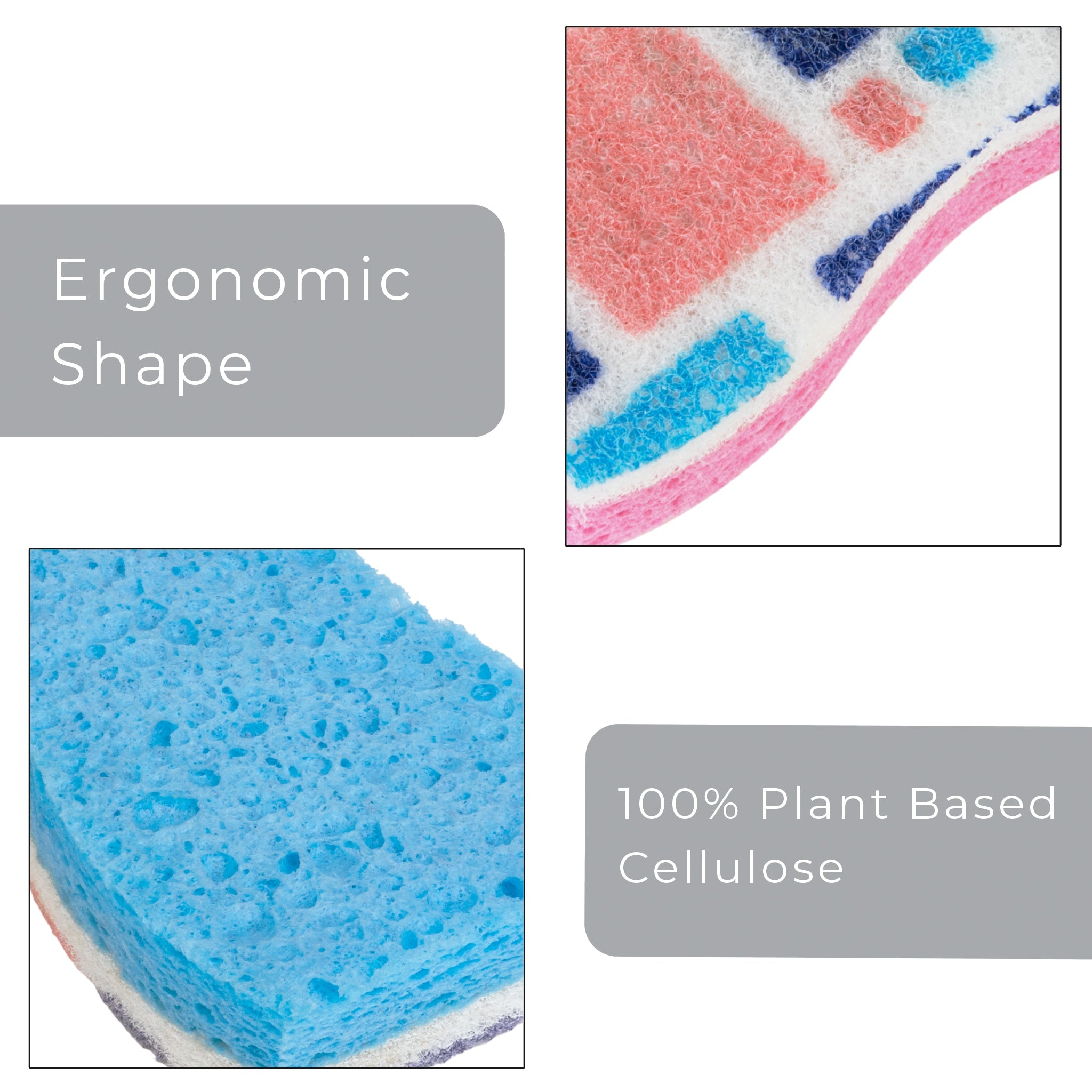 Non-Scratch Cellulose Smart Scrub Sponge Ultra Absorbent Ergonomic Shape Cleaning, Dishes, & Hard Stains - Smart Design 15