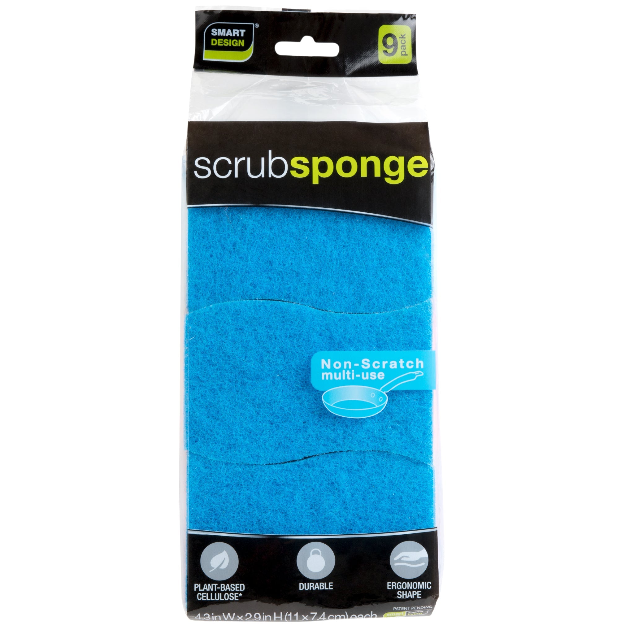 Non-Scratch Cellulose Smart Scrub Sponge Ultra Absorbent Ergonomic Shape Cleaning, Dishes, & Hard Stains - Smart Design 10