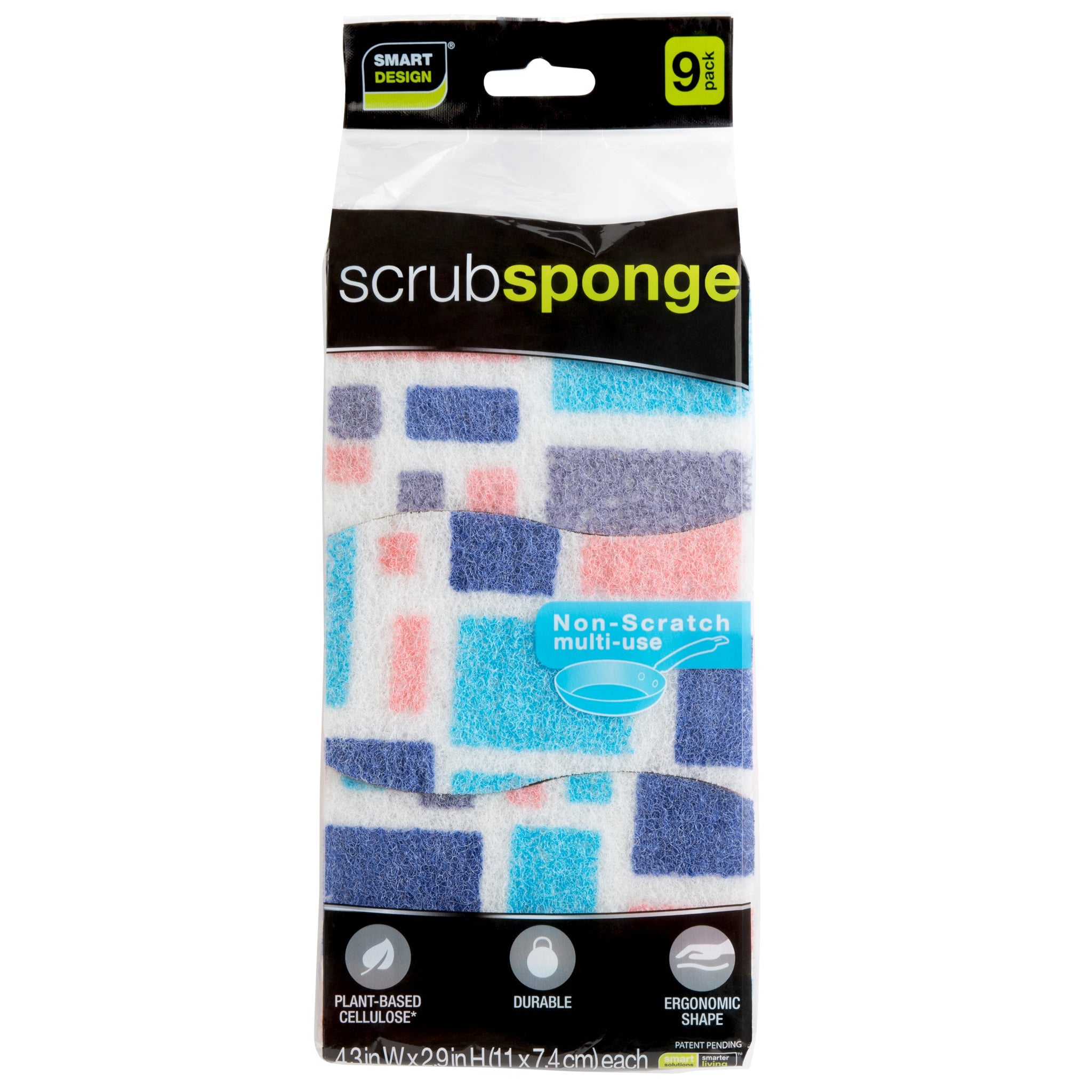 Non-Scratch Cellulose Smart Scrub Sponge Ultra Absorbent Ergonomic Shape Cleaning, Dishes, & Hard Stains - Smart Design 20