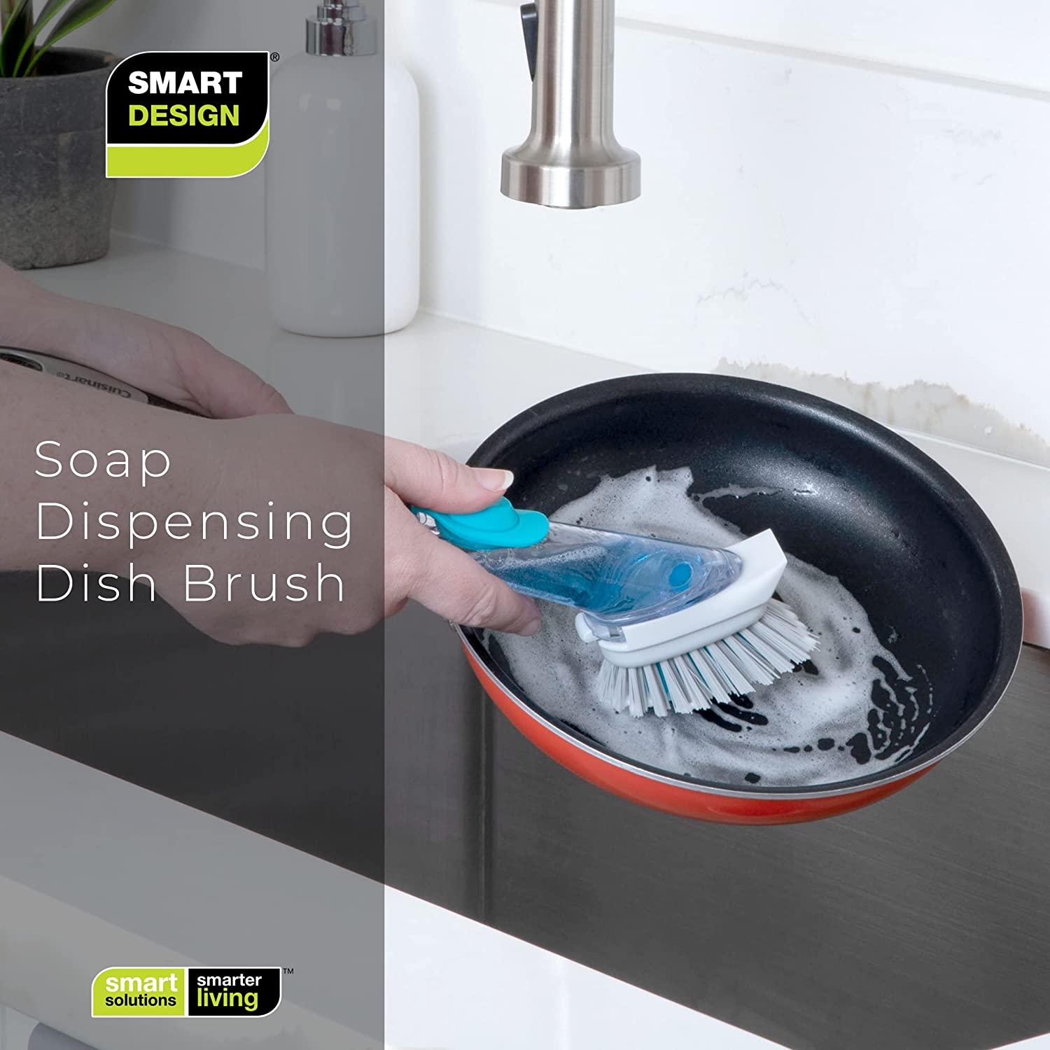 Smart Design Soap Dispensing Dish Brush with Replaceable Head