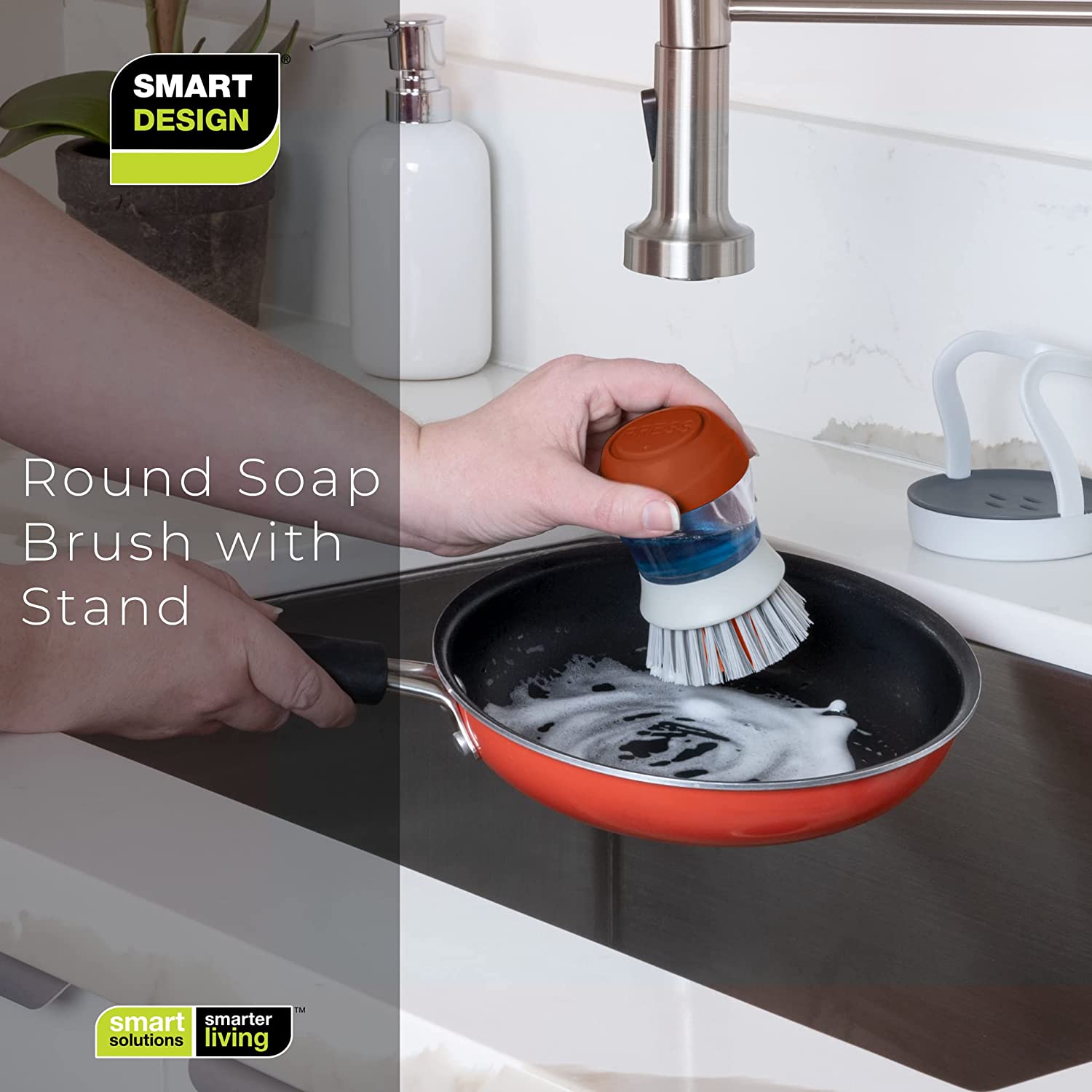 Soap Dispensing Palm Brush and Stand - Smart Design® 14
