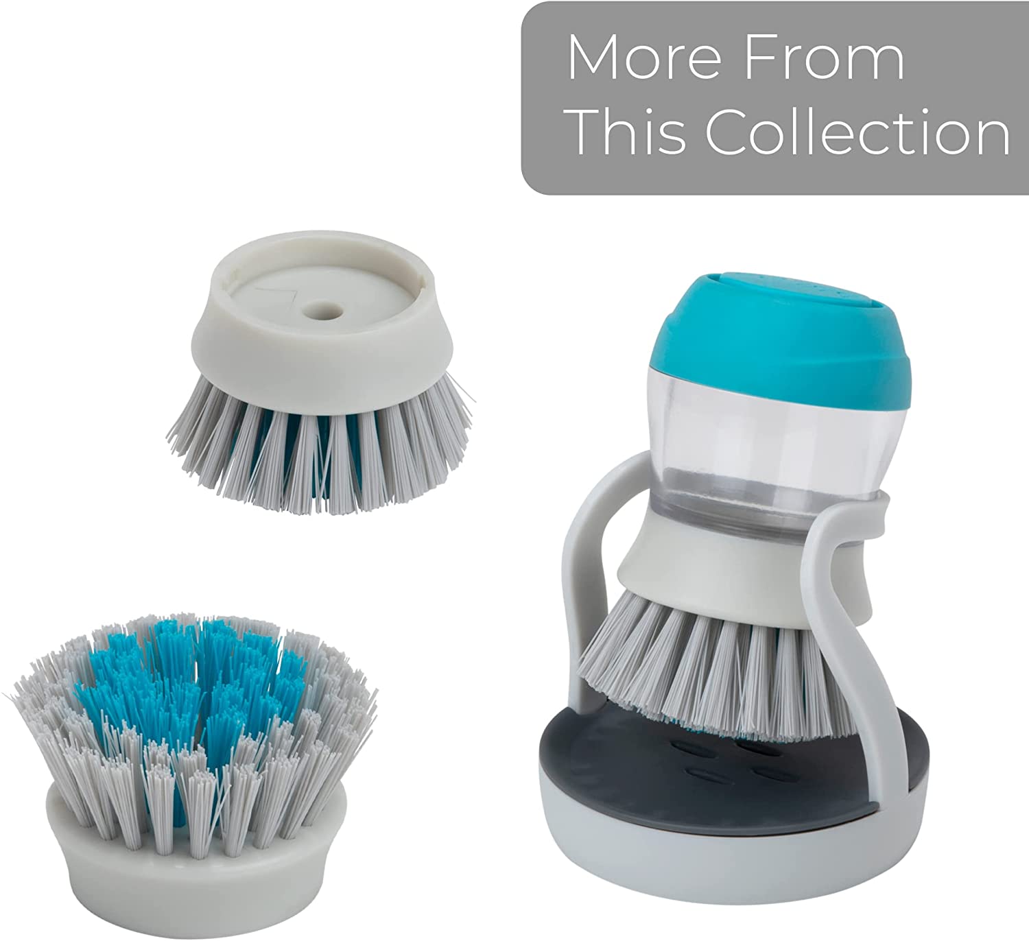 Smart Design Scrub Brush with Suction Handle - Scraper Edge - Non-Slip Handle - Non-Scratch - Long Lasting Bristles - Cleaning Pots, Pans and Sinks