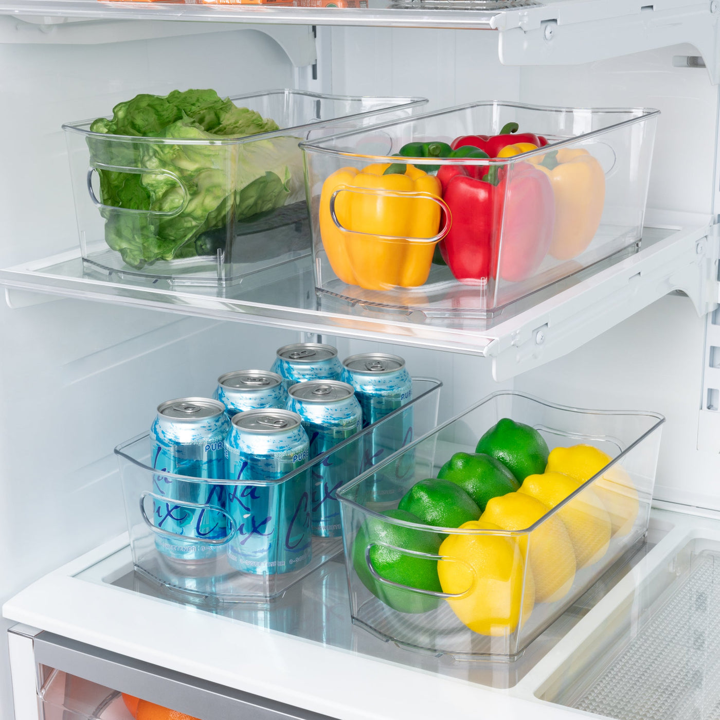 Stackable Clear Refrigerator Storage Bin with Handle - 8 pack - 6 x 12 inch - Smart Design® 3
