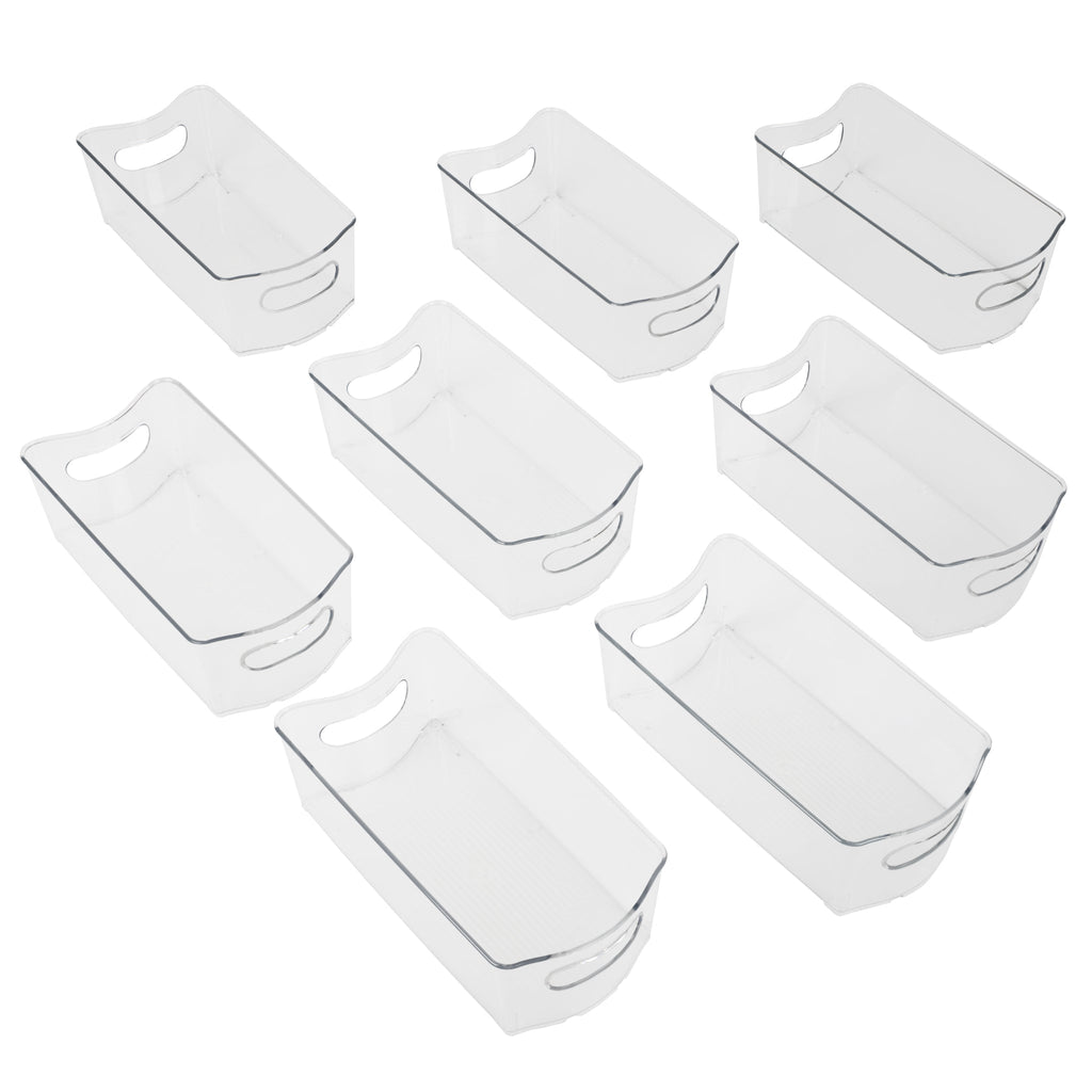 Stackable Clear Refrigerator Storage Bin with Handle - 8 pack - 6 x 12 inch - Smart Design® 1