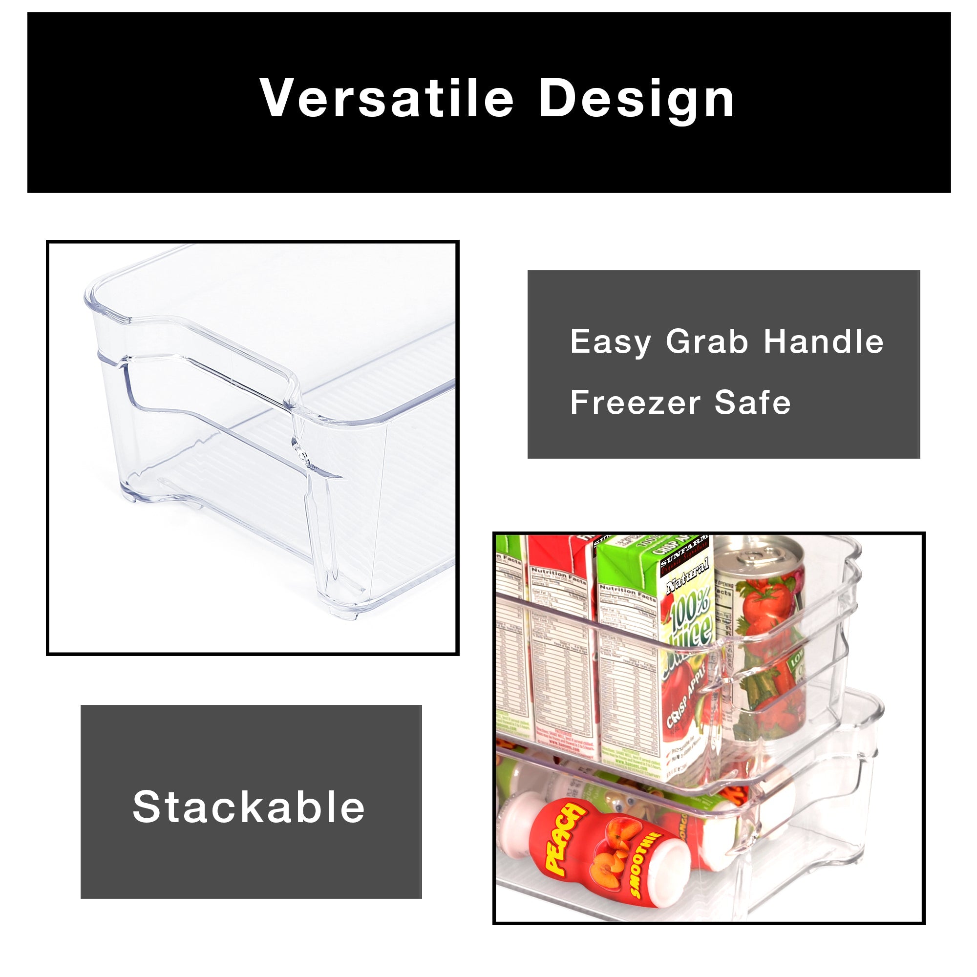 Stackable Refrigerator Bin with Handle - 6 x 12 Inch - Smart Design® 4
