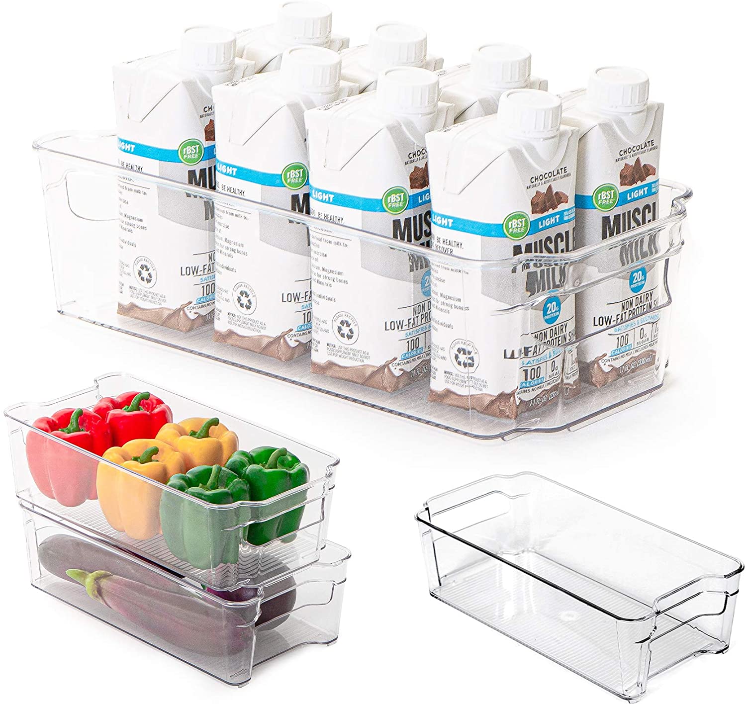 Totally Kitchen Clear Plastic Stackable Storage Bins, Refrigerator,  Freezer, Pantry & Clothes Organization Container with Carrying Handles