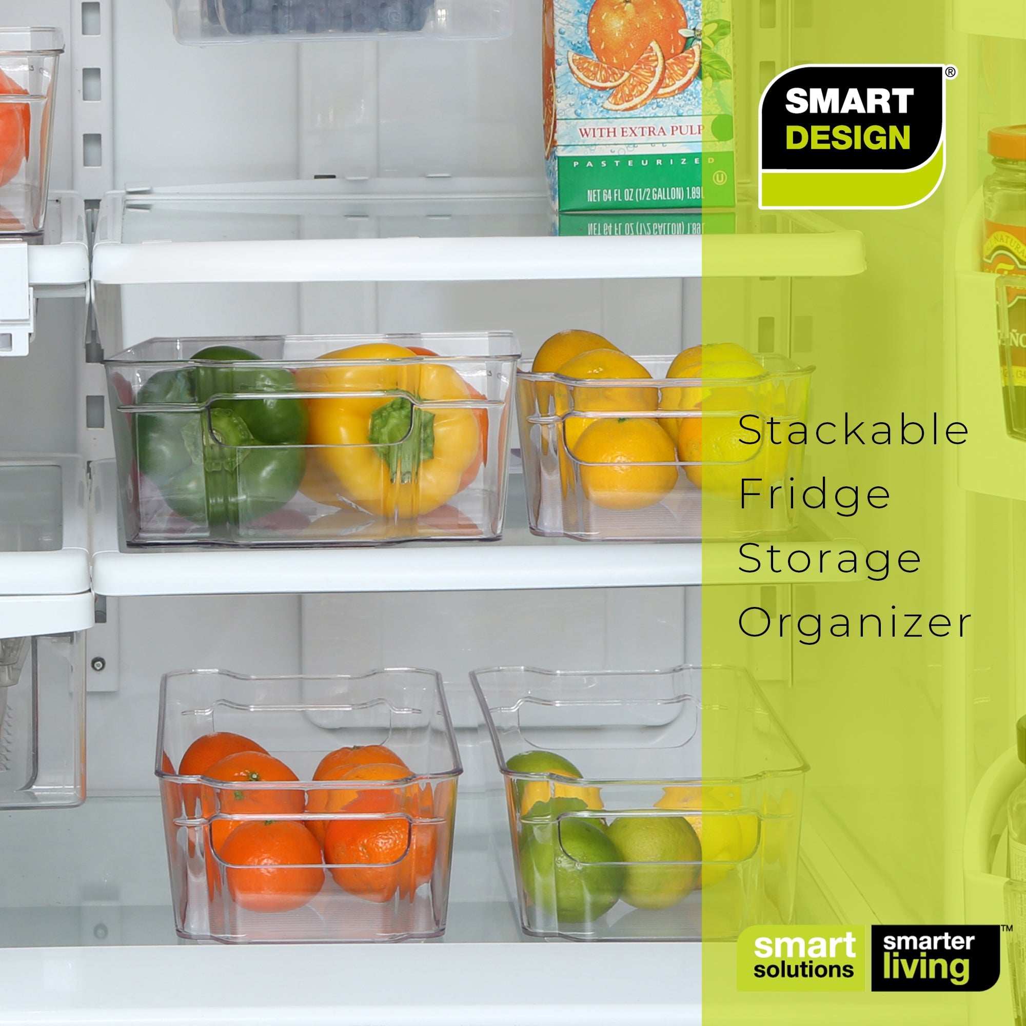 Stackable Refrigerator Bin with Handle - 6 x 12 Inch - Smart Design® 7