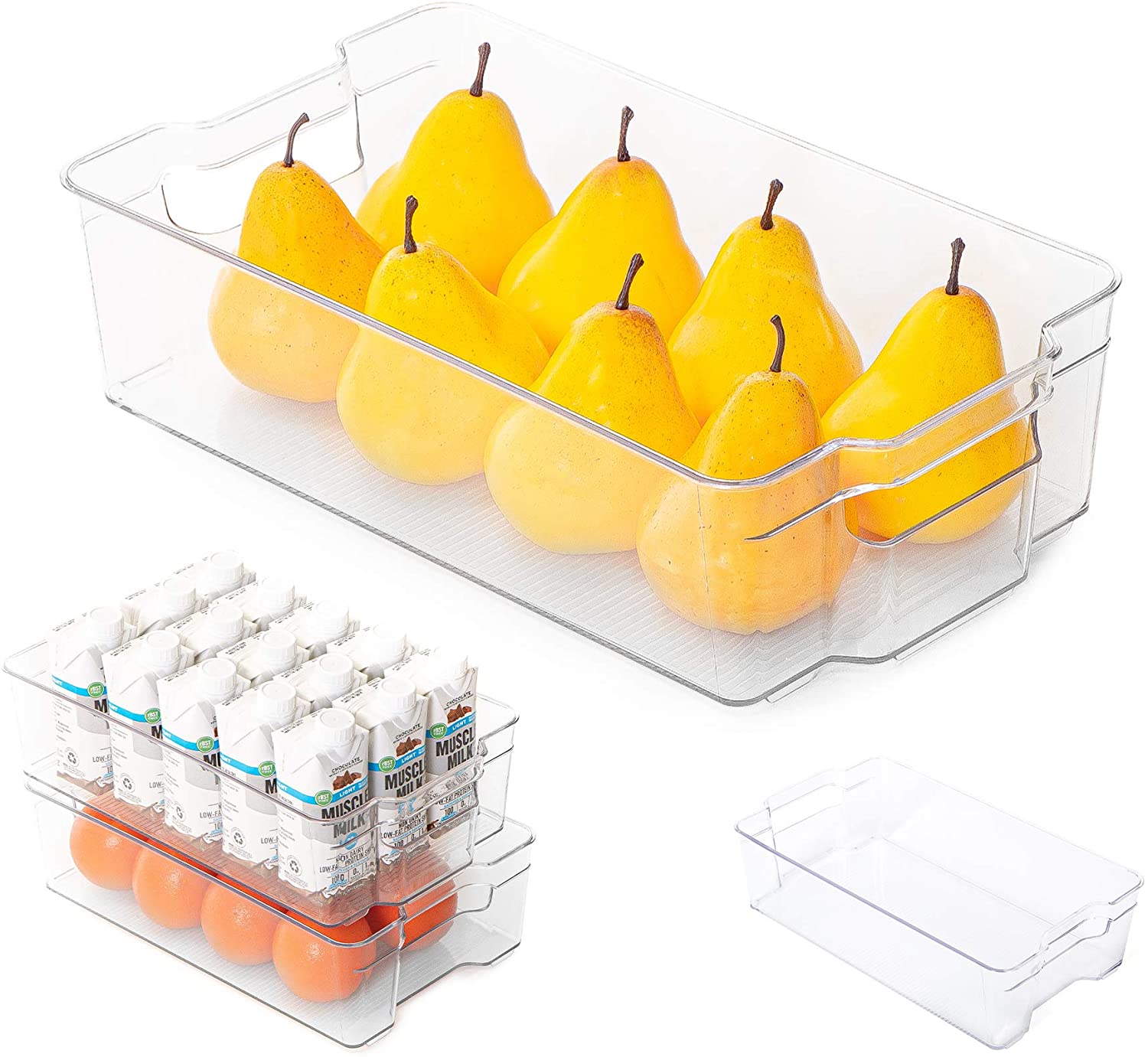 Stackable Refrigerator Organizer Bin Clear Kitchen Organizer