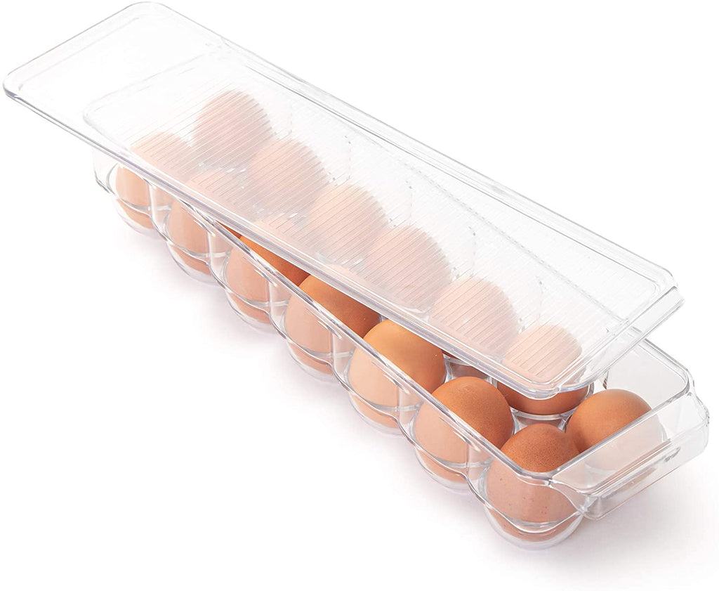 Stackable Refrigerator Egg Holder Bin with Handle and Lid - Smart Design® 1