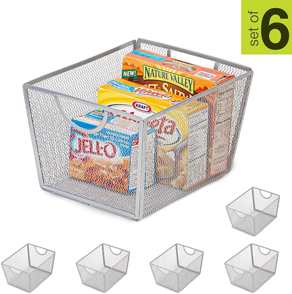 Steel Mesh Basket Organizers with Handles - Set of 6 | Smart Design ...