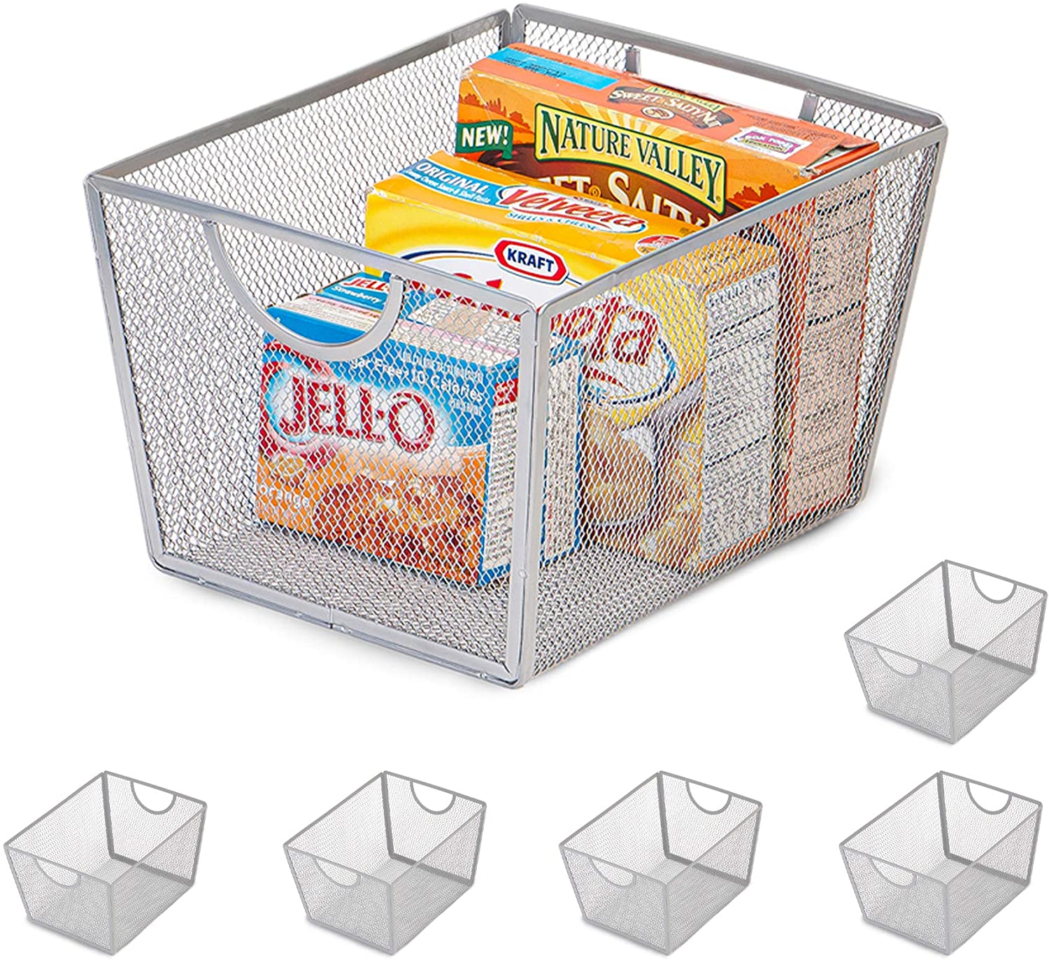 Steel Mesh Basket Organizers with Handles - Set of 6 - Smart Design® 1