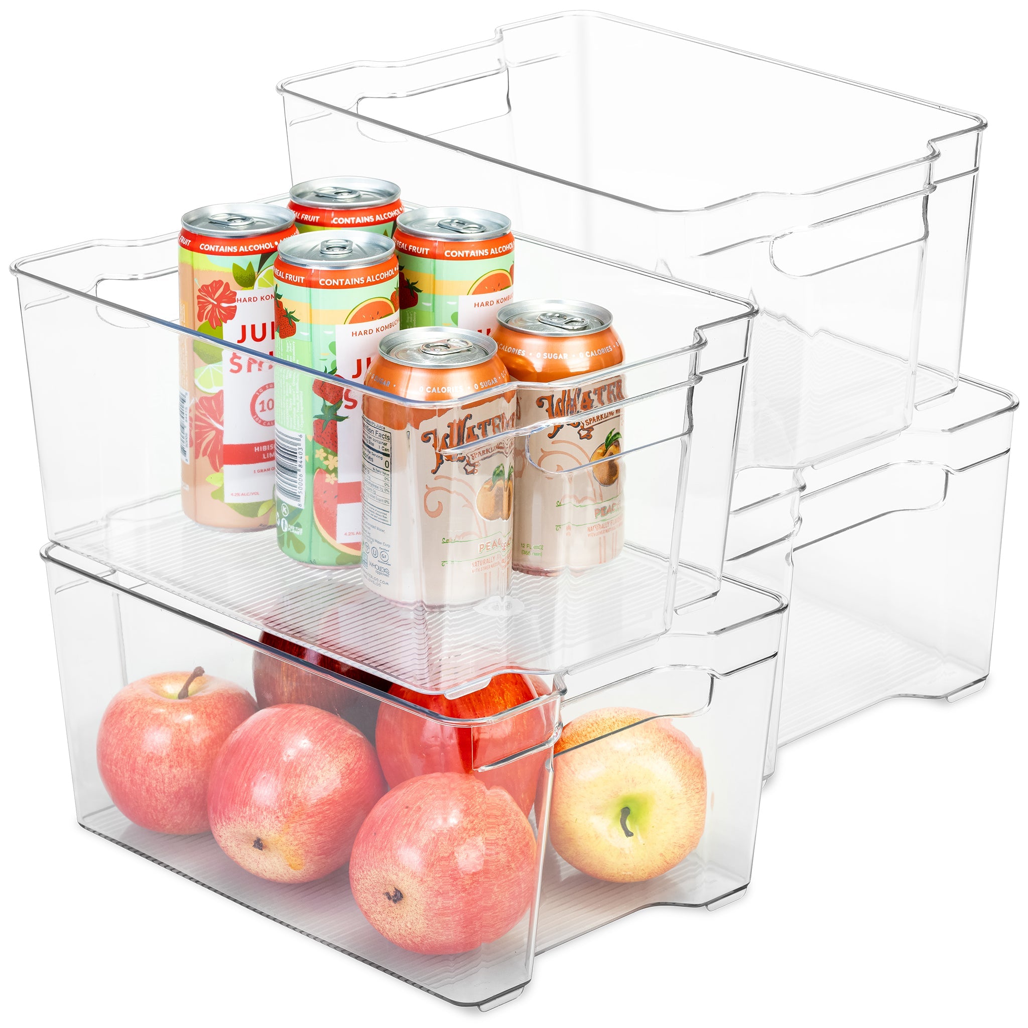 Clear BPA-Free Stackable Refrigerator Organizer Bins (Set of 4)