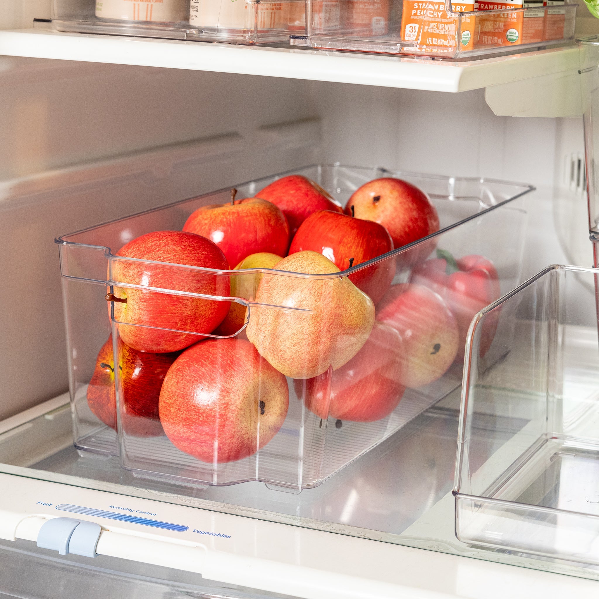 Smart Design Stackable Refrigerator Bin - (8 x 15 Inch) - w/Handle - BPA  Free Polyethylene - for Fridge, Freezer, Pantry Organization - Kitchen  [Clear] - Set of 4