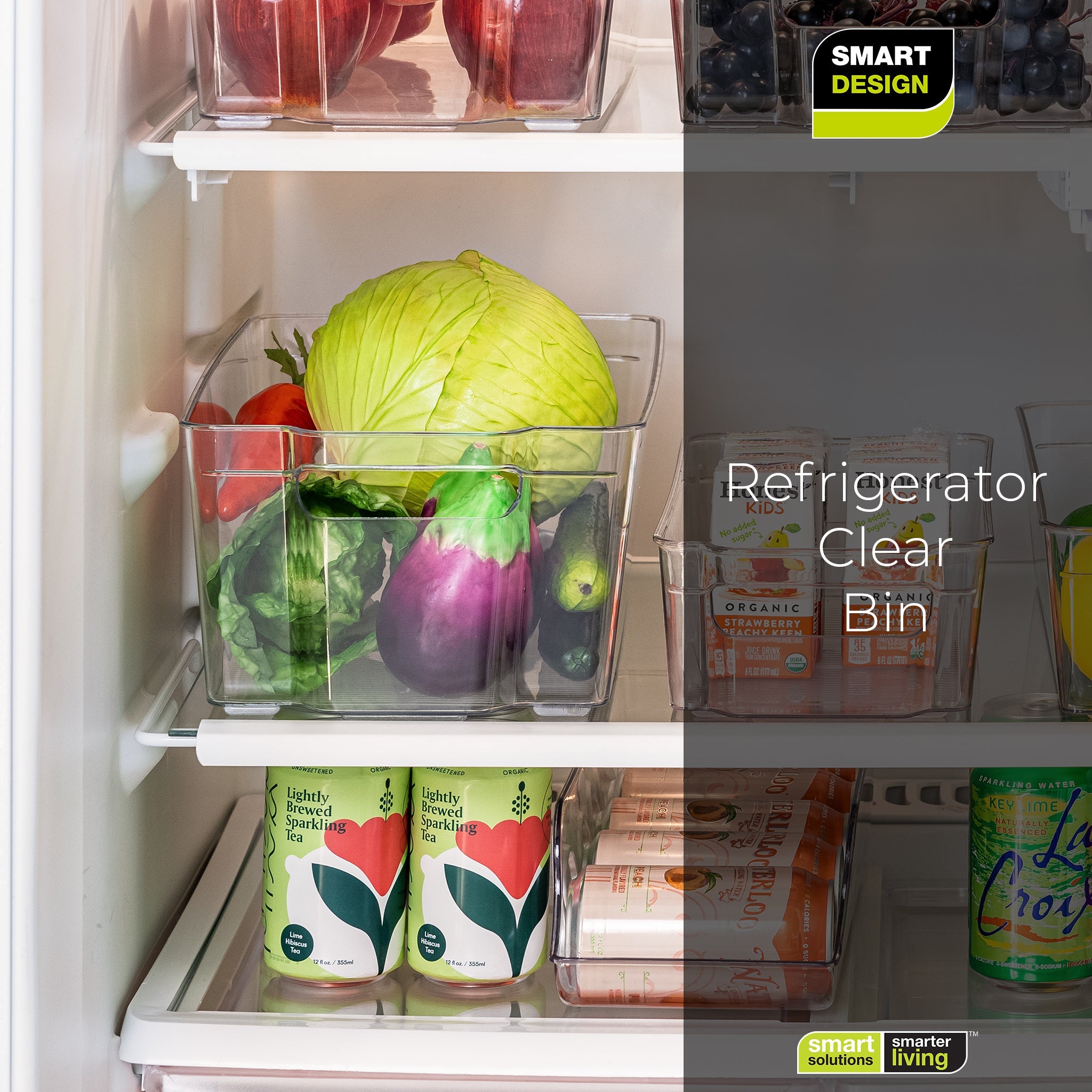 Smart Design 4-Pack Stackable Refrigerator Bins with Handle 8.25-in W x  3.88-in H x 14.63-in D Clear Plastic Stackable Bin in the Storage Bins &  Baskets department at